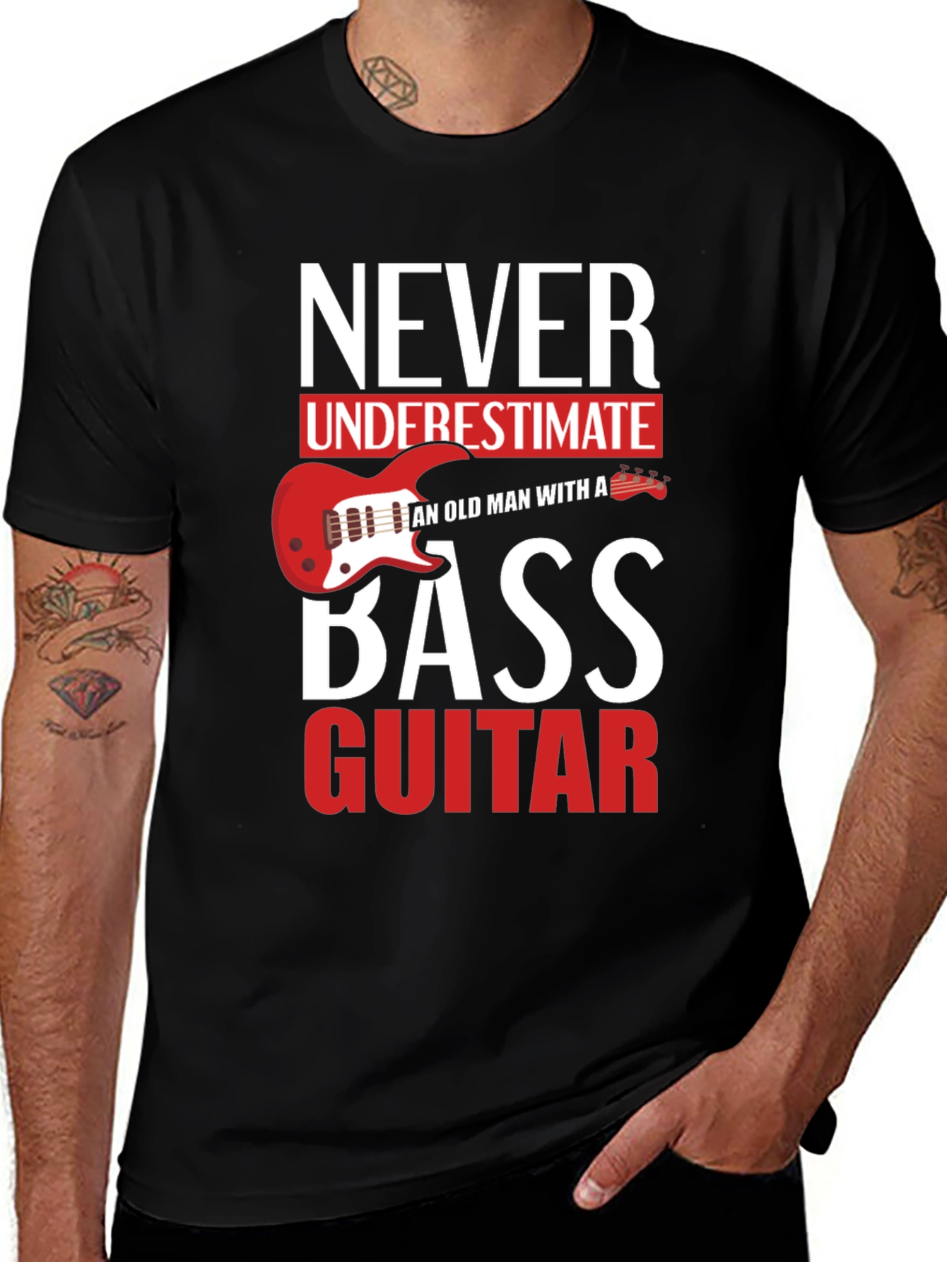 Never Underestimate Old Man With a Bass Guitar T-Shirt