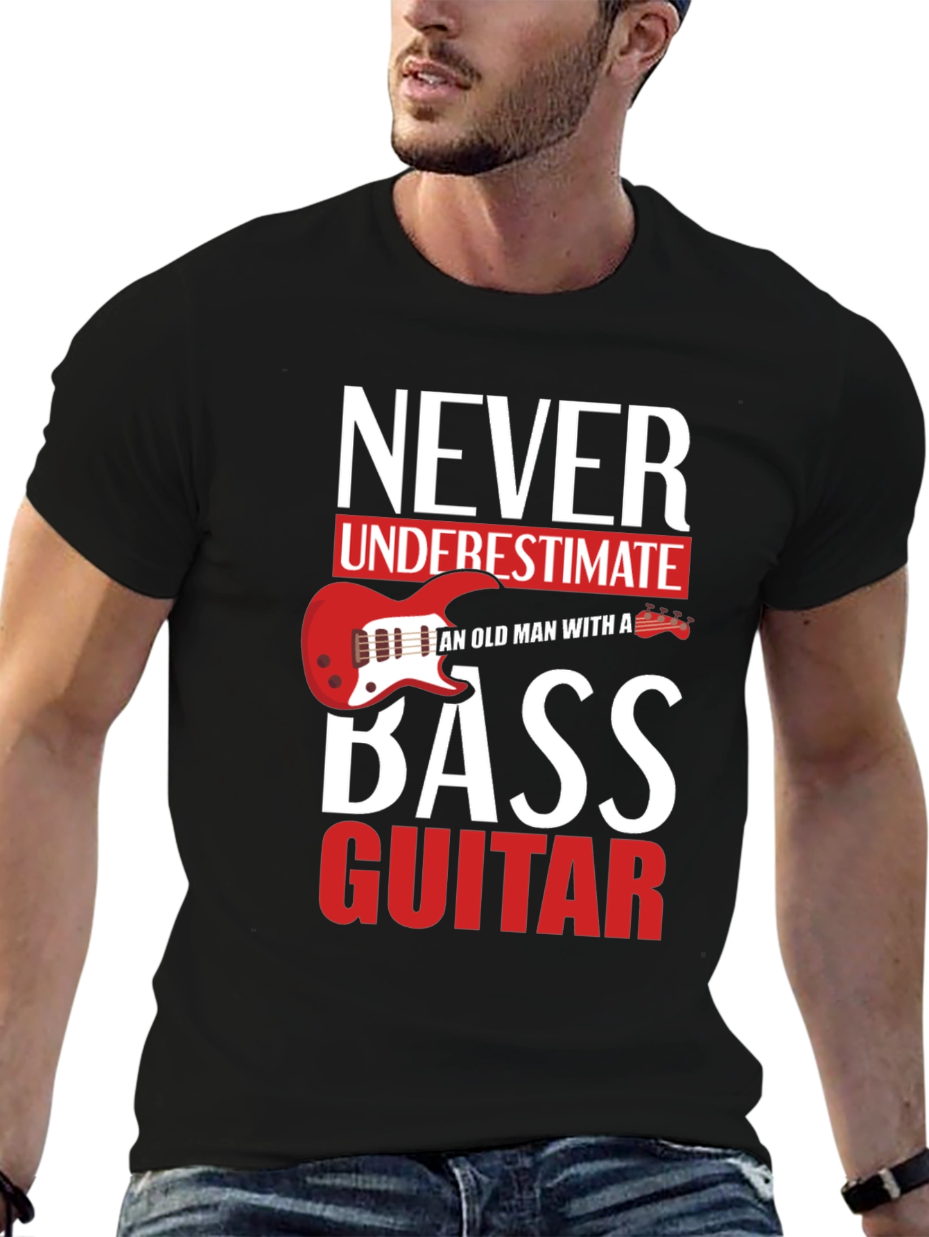 Never Underestimate Old Man With a Bass Guitar T-Shirt