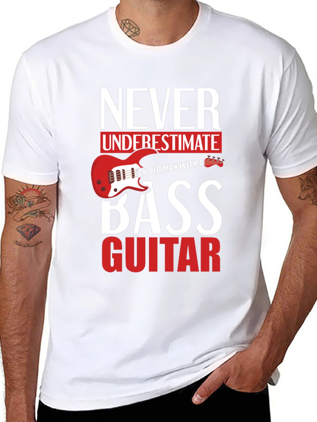 Never Underestimate Old Man With a Bass Guitar T-Shirt