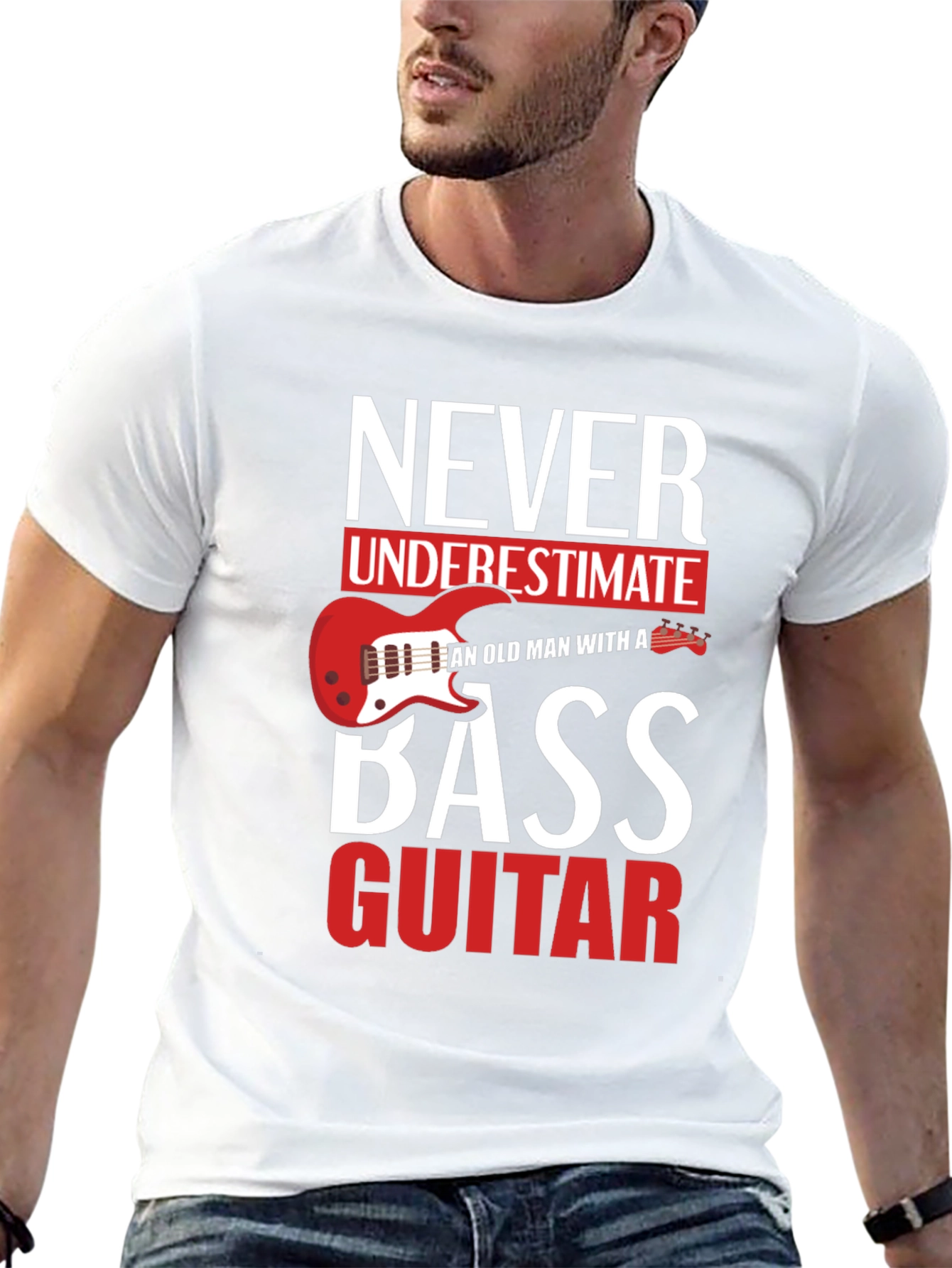 Never Underestimate Old Man With a Bass Guitar T-Shirt