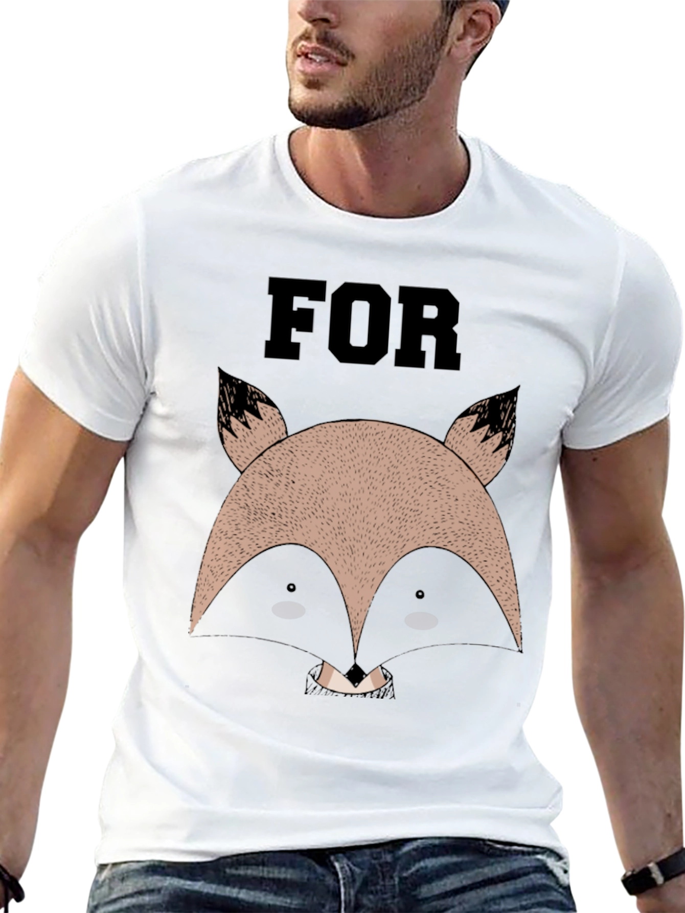Fox Face Graphic Black T-Shirt