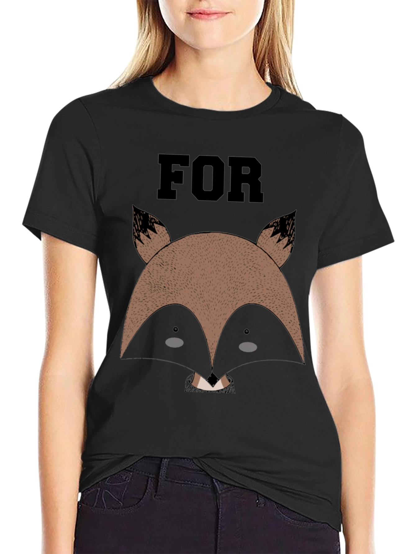 Fox Face Graphic Black T-Shirt