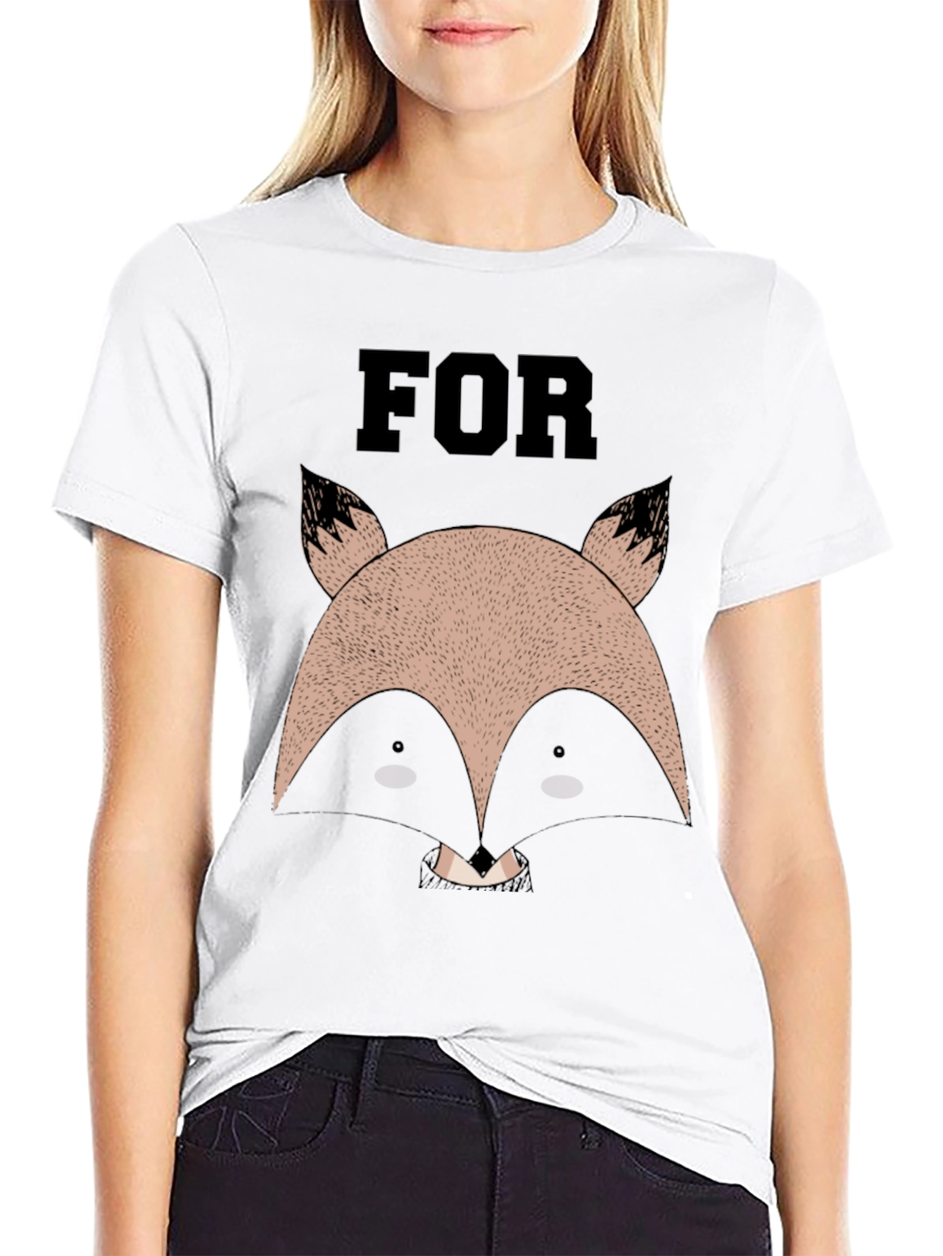 Fox Face Graphic Black T-Shirt