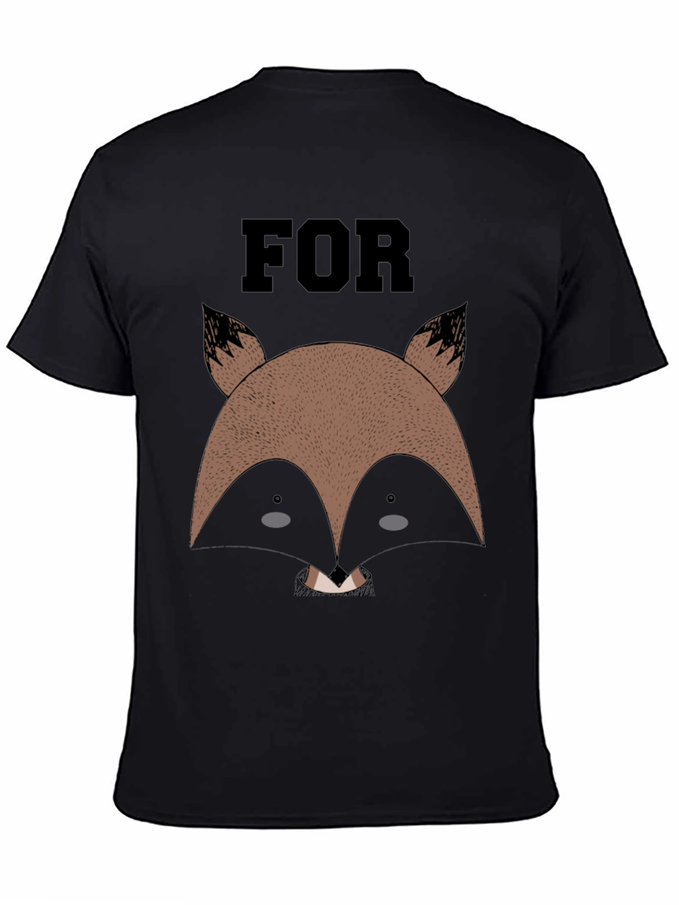 Fox Face Graphic Black T-Shirt