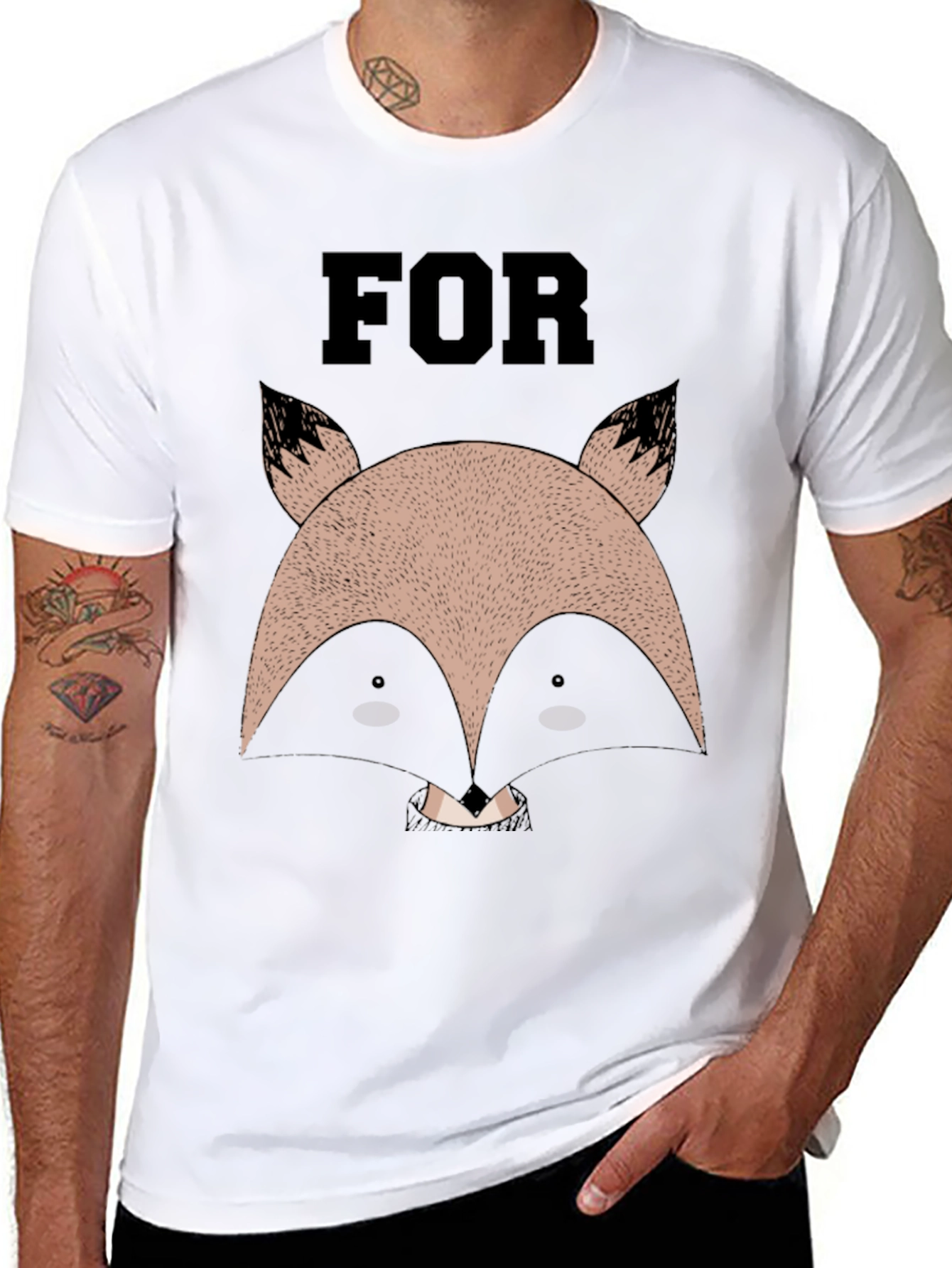 Fox Face Graphic Black T-Shirt