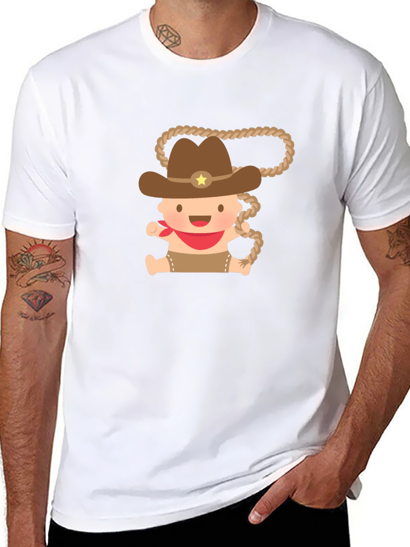 Cartoon Cowboy Baby T-Shirt - Black