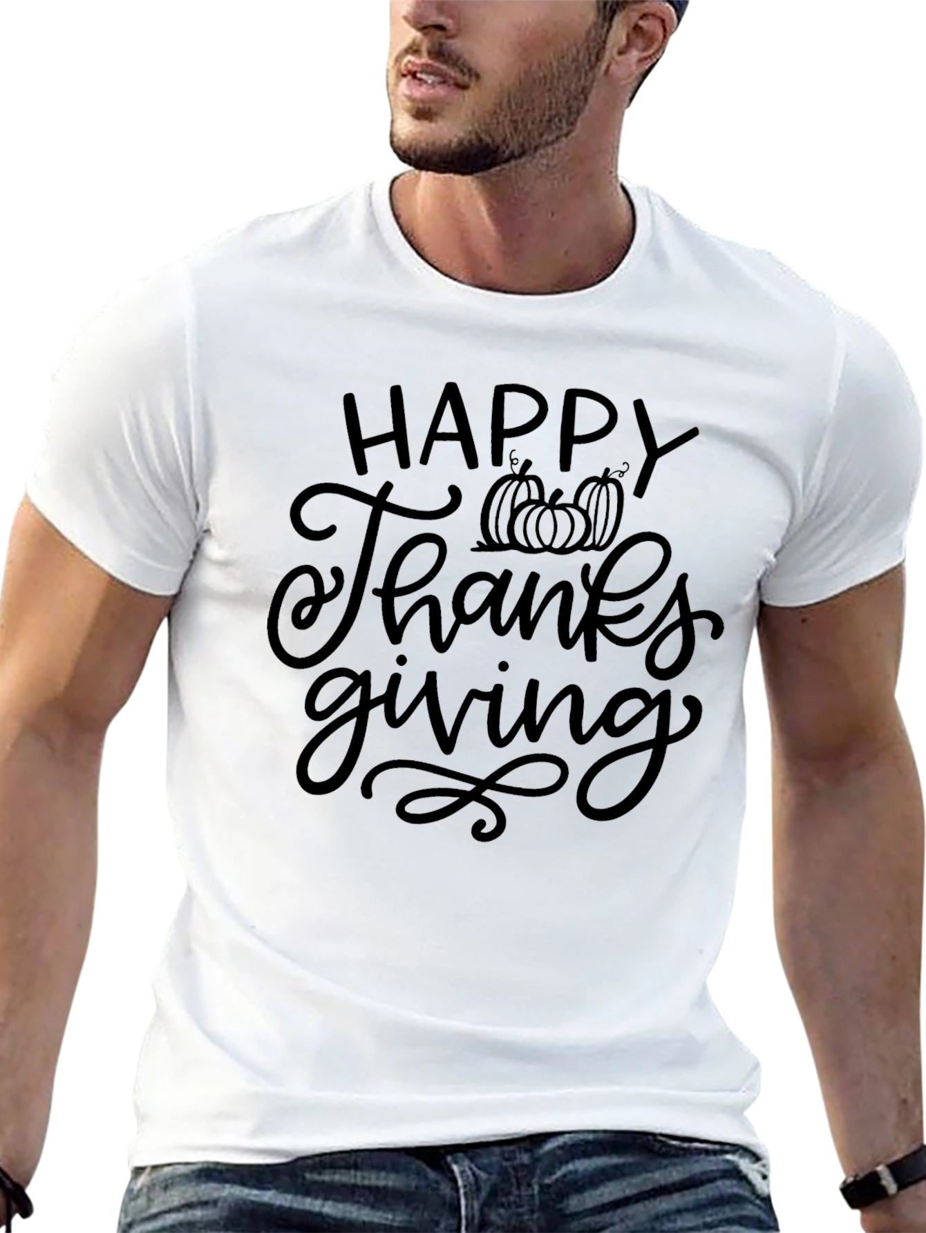 Happy Thanksgiving Black Graphic Tee