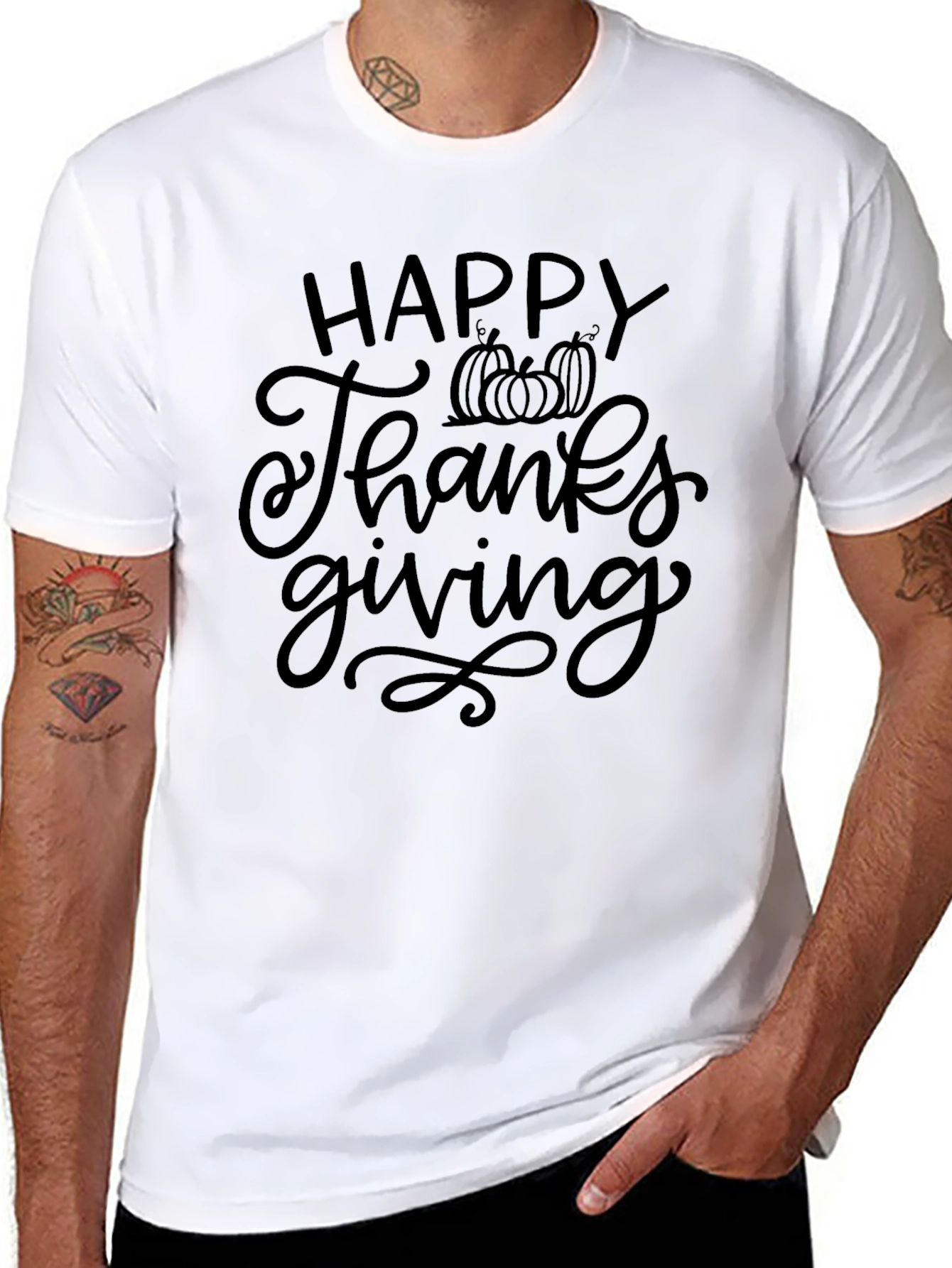Happy Thanksgiving Black Graphic Tee