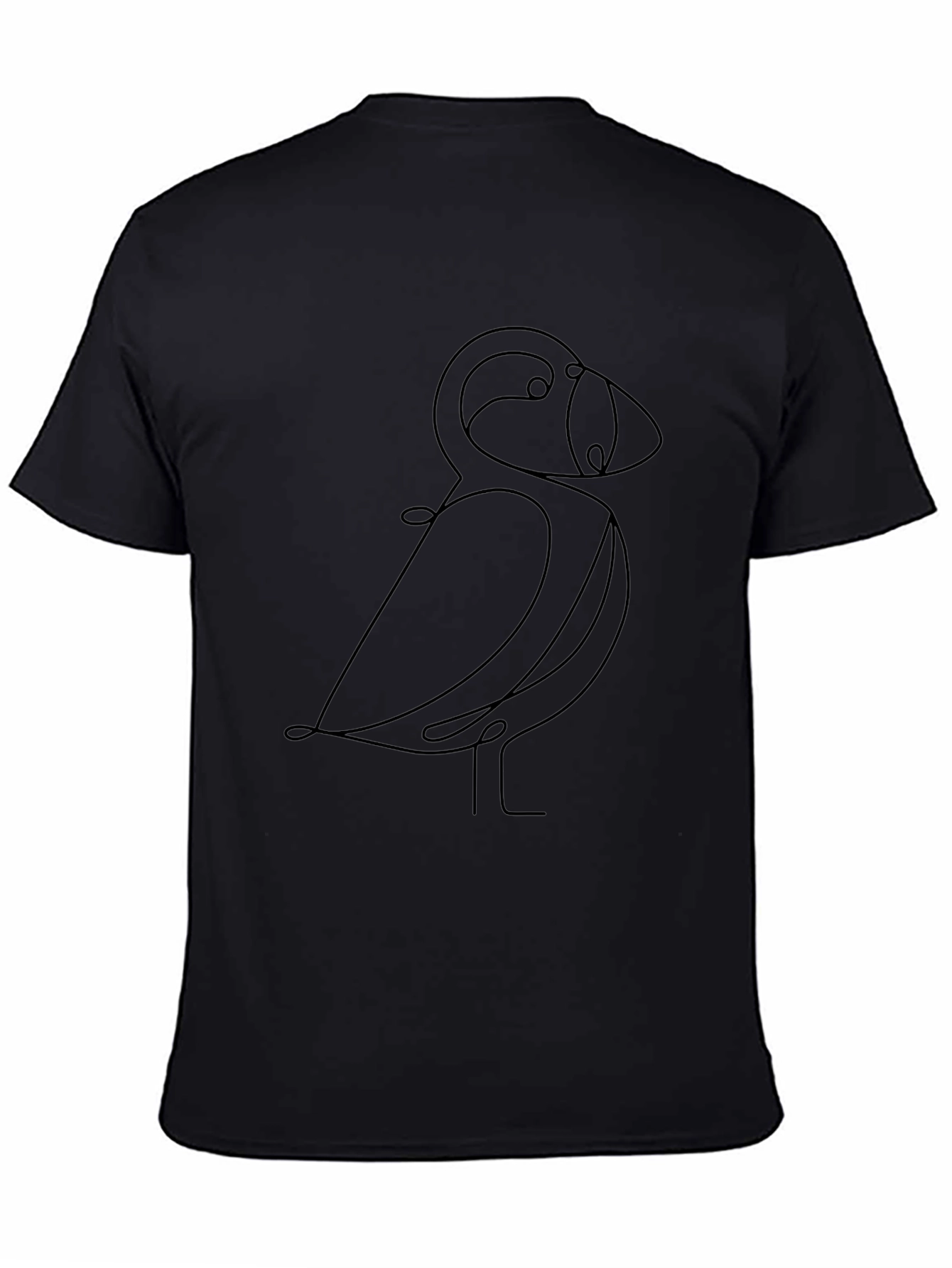 Minimalist Line Art Bird Black T-Shirt