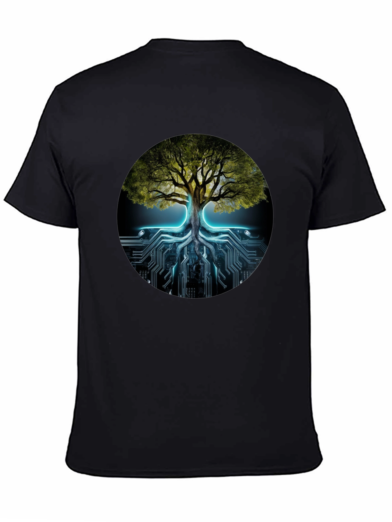 Tree of Life Tech Circuit Black T-Shirt