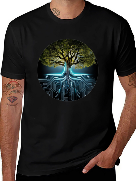 Tree of Life Tech Circuit Black T-Shirt
