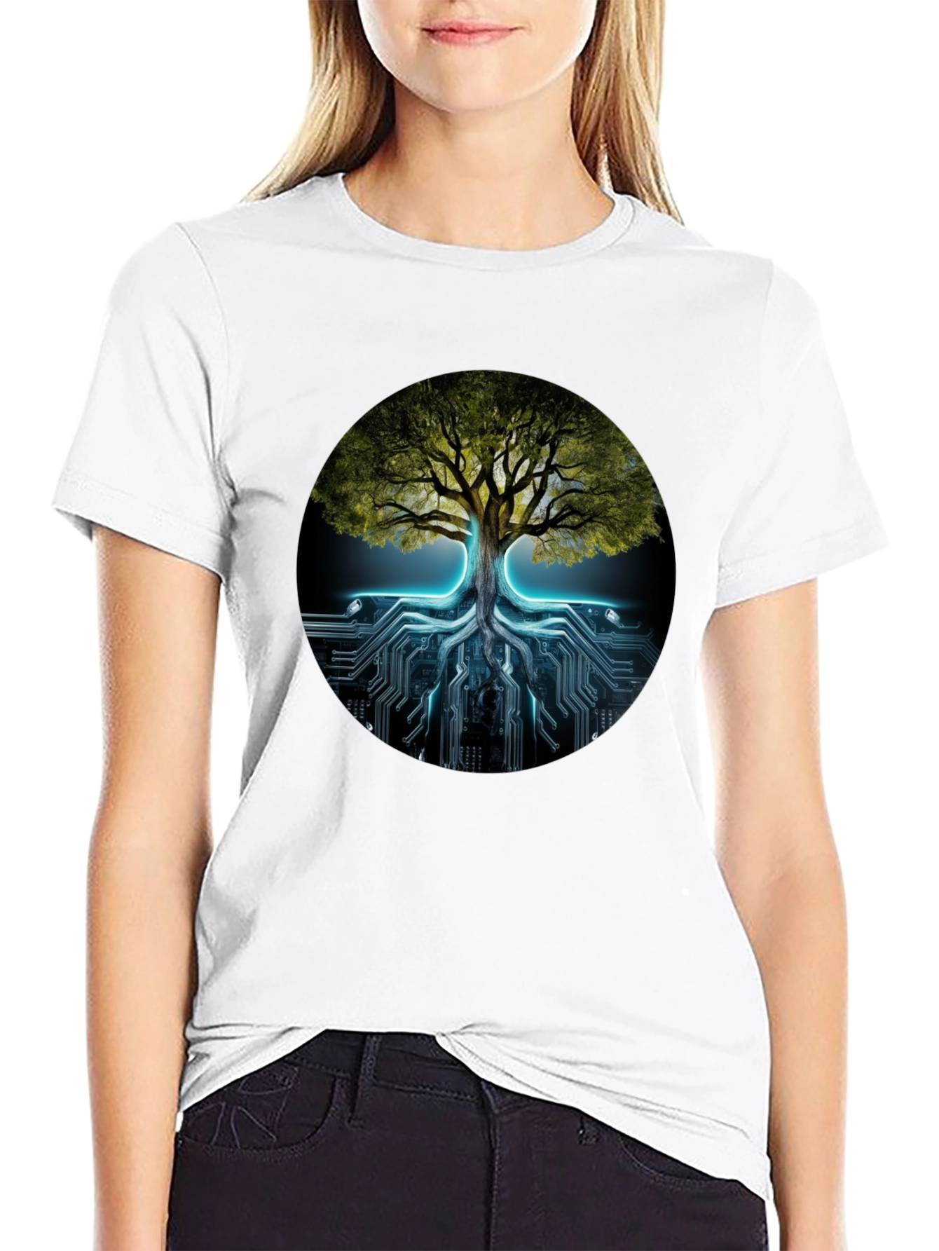 Tree of Life Tech Circuit Black T-Shirt