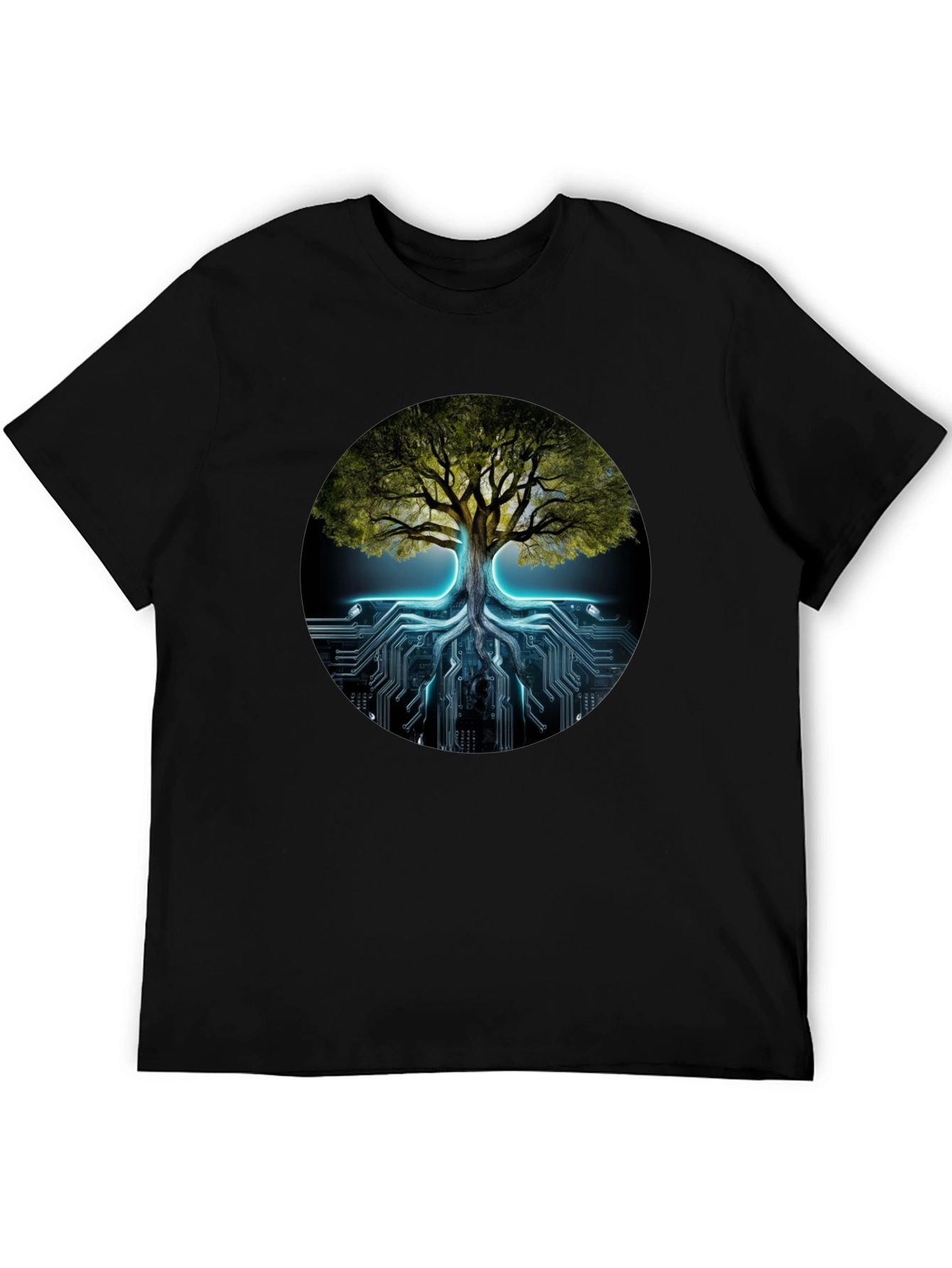 Tree of Life Tech Circuit Black T-Shirt