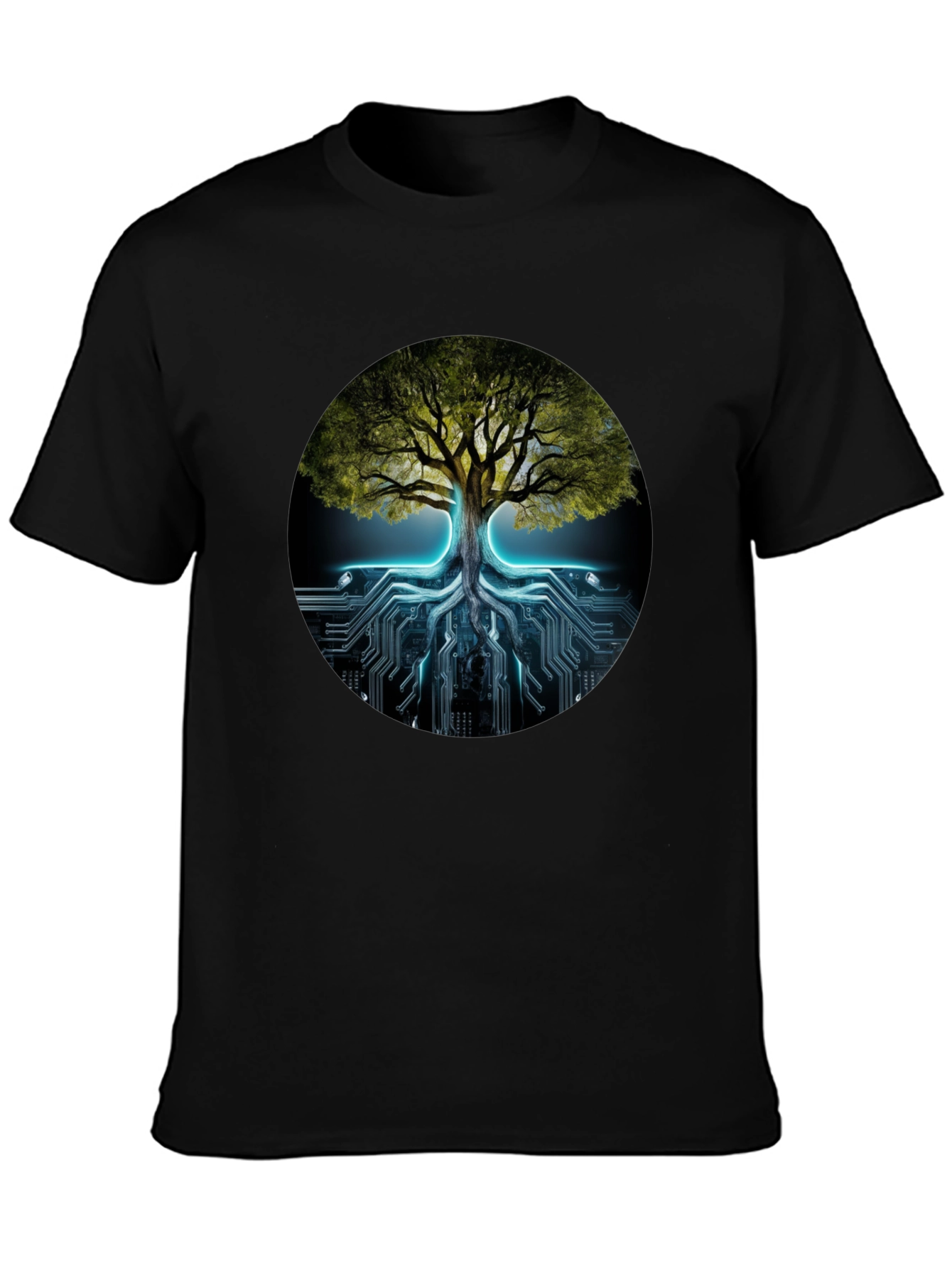 Tree of Life Tech Circuit Black T-Shirt