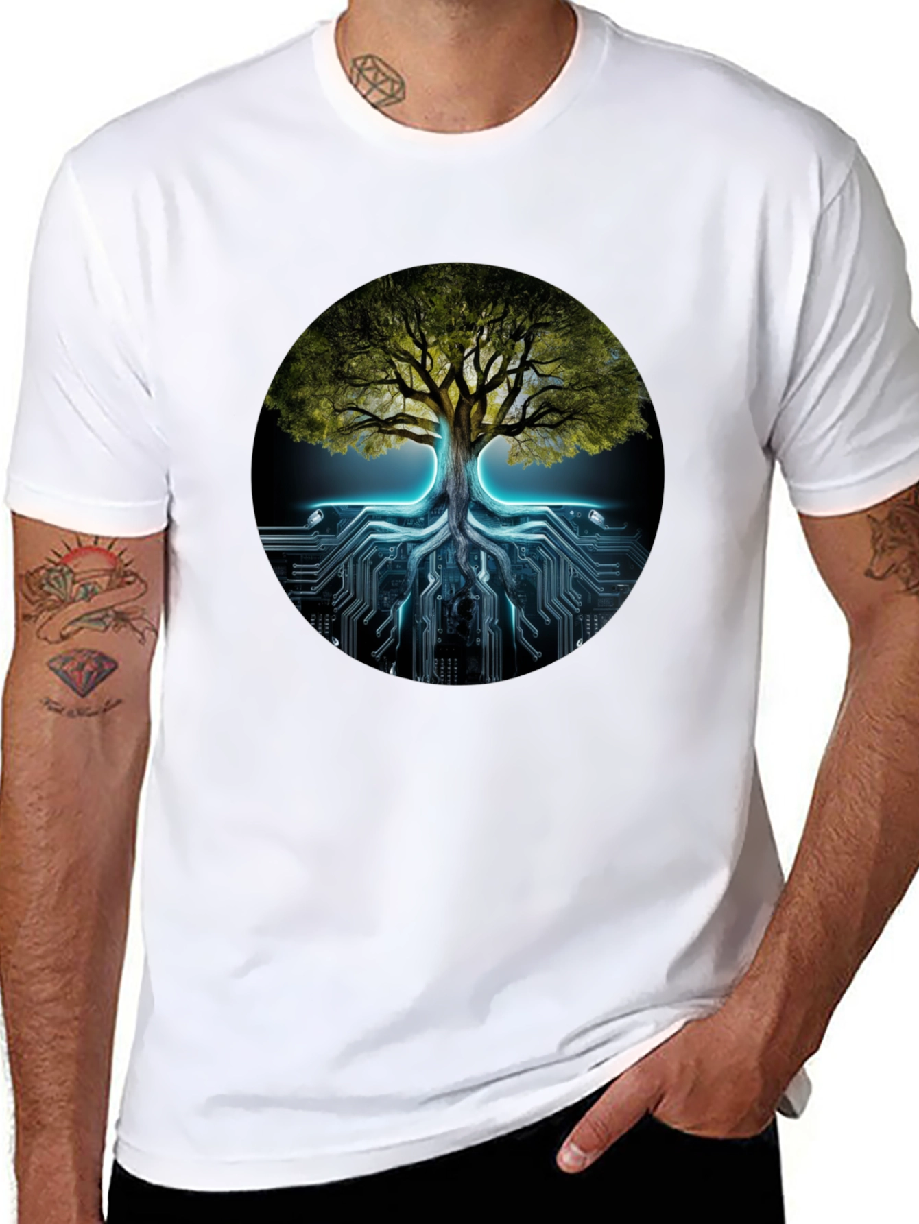 Tree of Life Tech Circuit Black T-Shirt