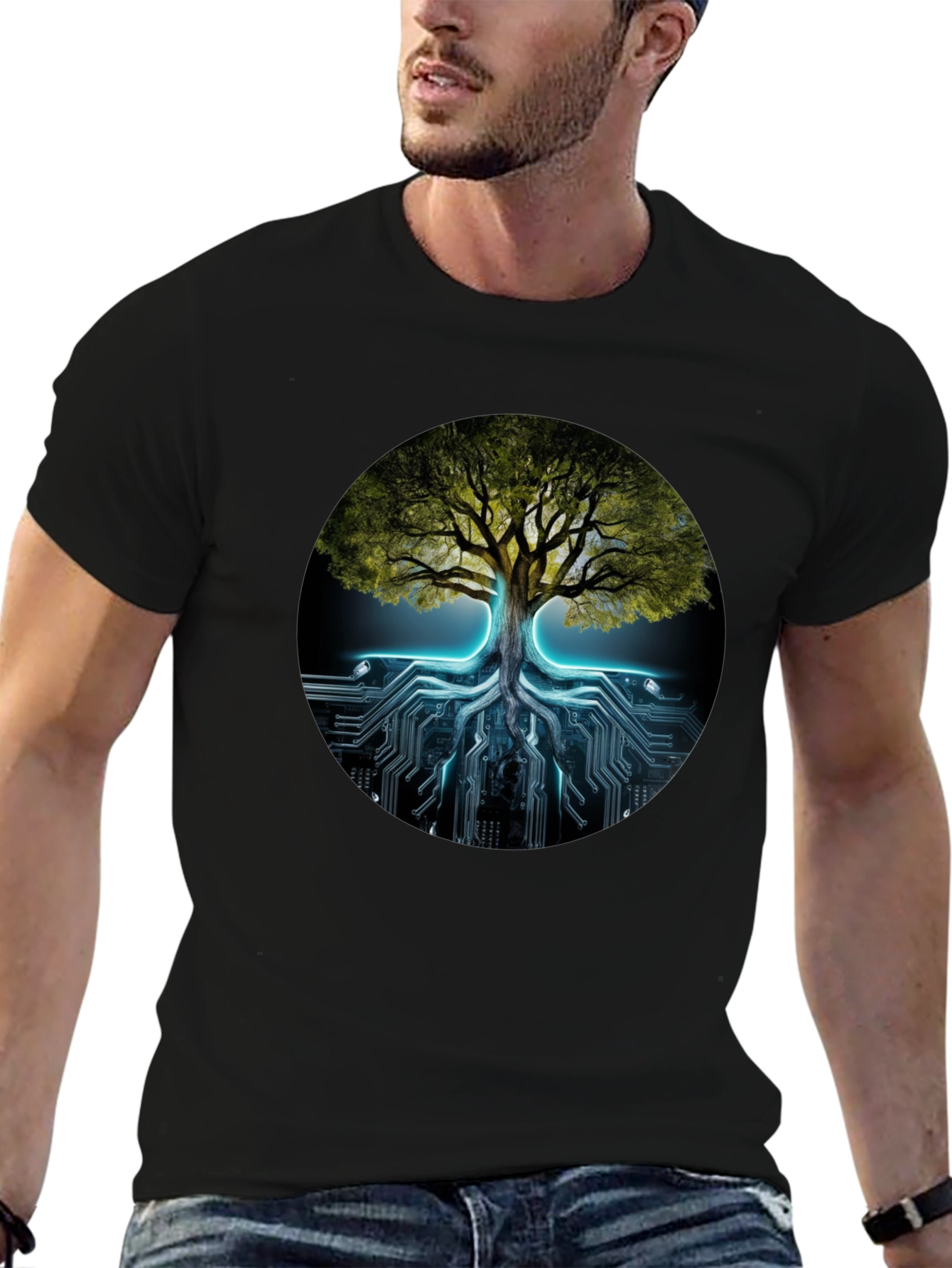 Tree of Life Tech Circuit Black T-Shirt