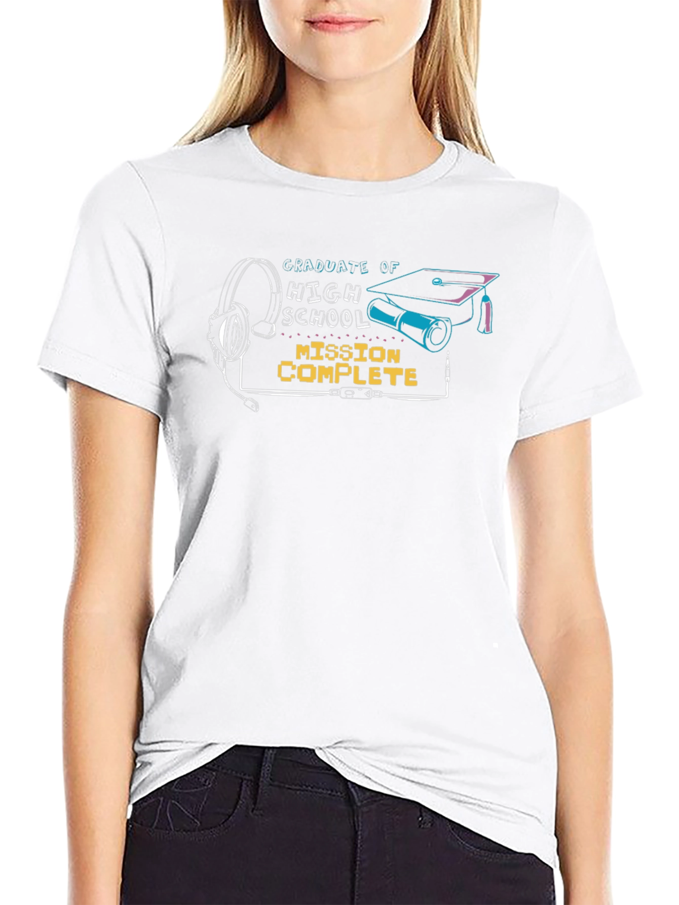 Graduate of High School Mission Complete Black Tee