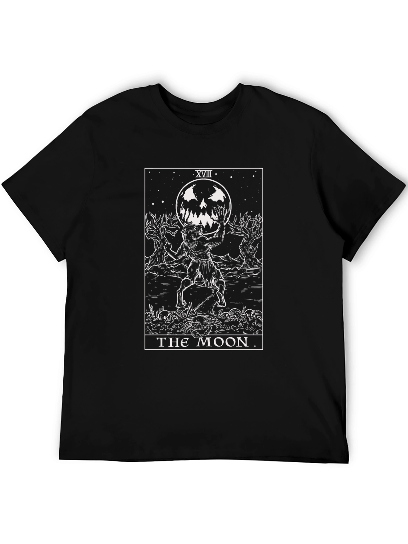 The Moon Tarot Card Graphic T-Shirt - Black