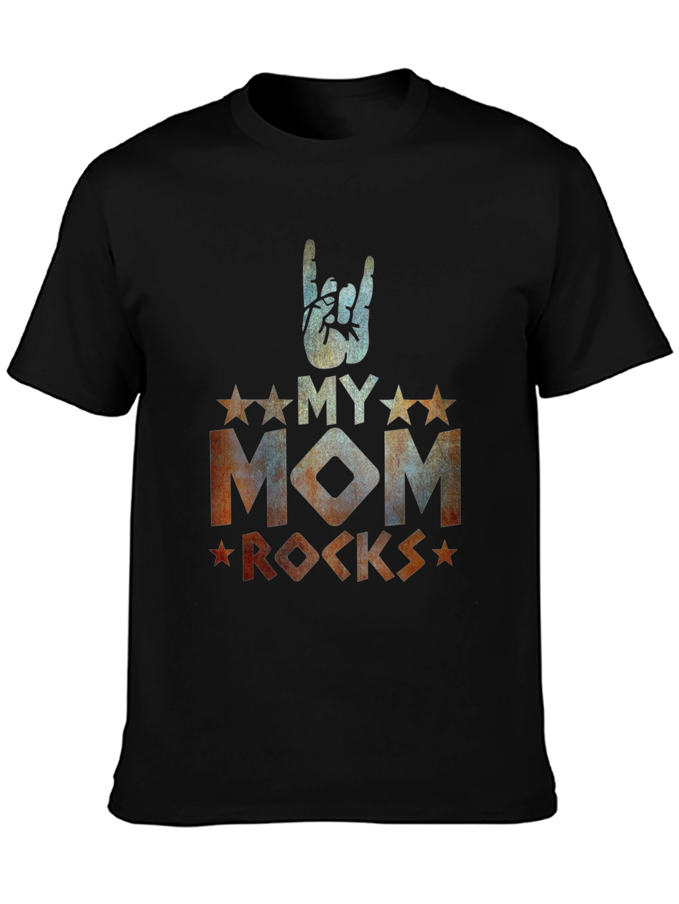 My Mom Rocks Black Graphic T-Shirt