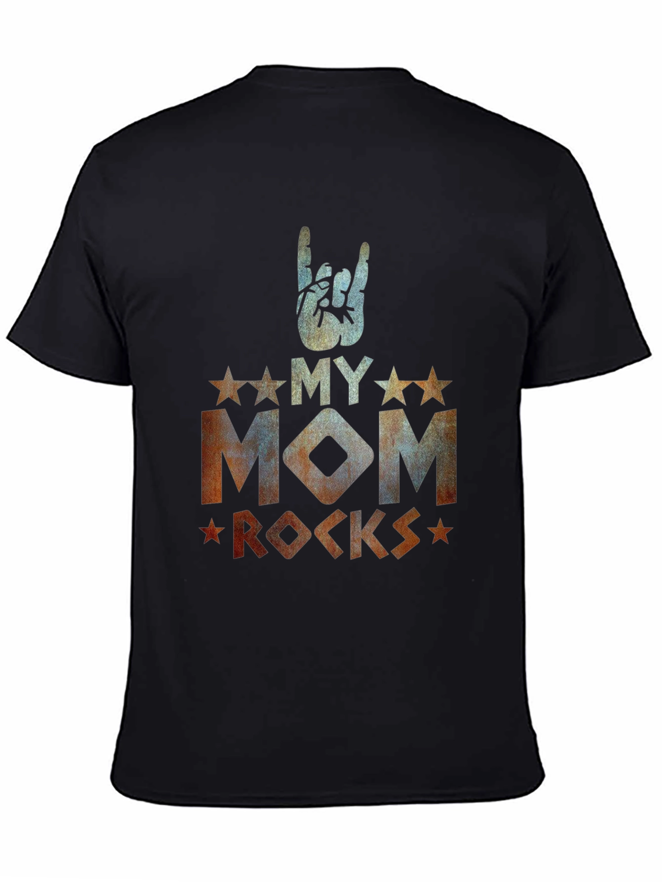 My Mom Rocks Black Graphic T-Shirt