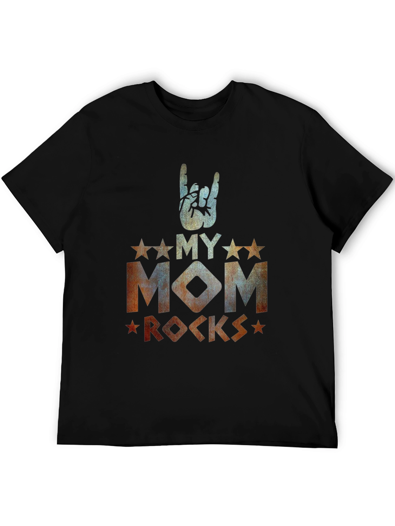 My Mom Rocks Black Graphic T-Shirt