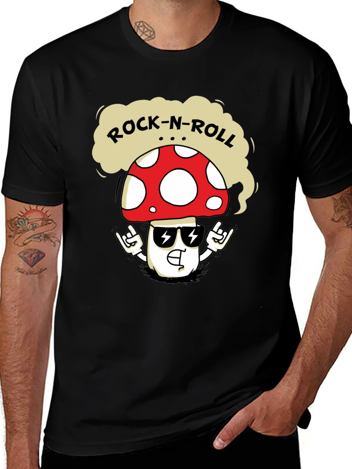 Rock-N-Roll Mushroom T-Shirt - Cool Graphic Tee