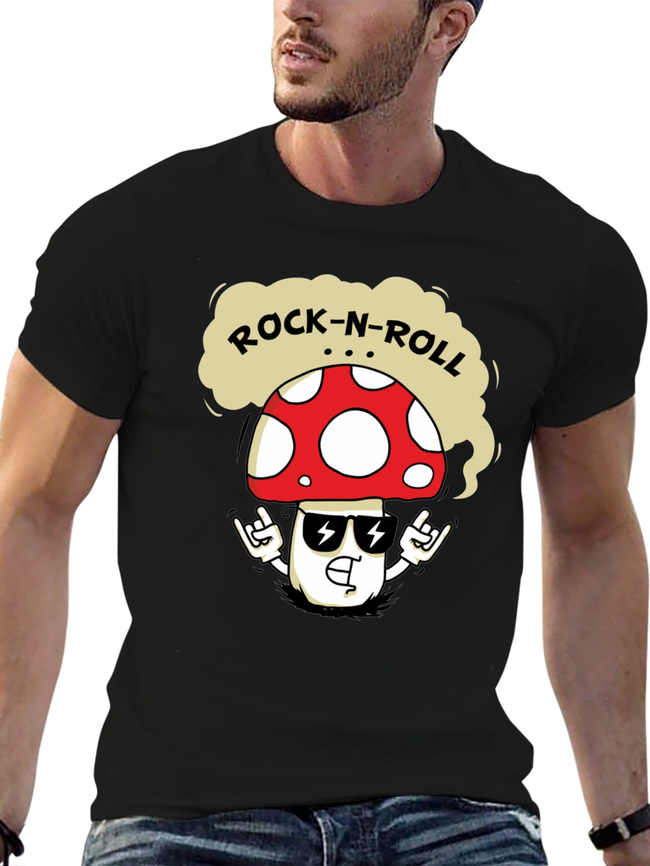 Rock-N-Roll Mushroom T-Shirt - Cool Graphic Tee