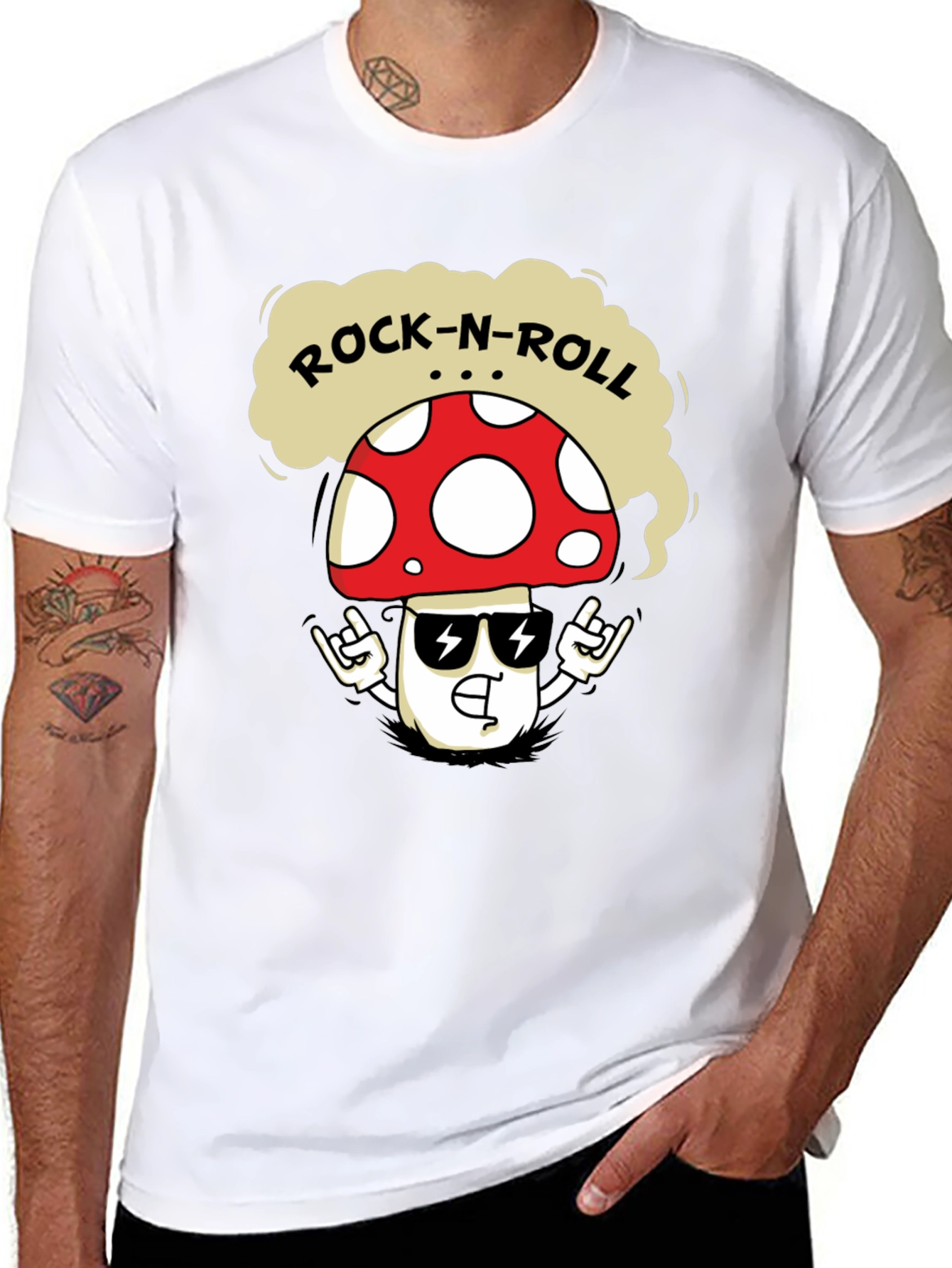 Rock-N-Roll Mushroom T-Shirt - Cool Graphic Tee