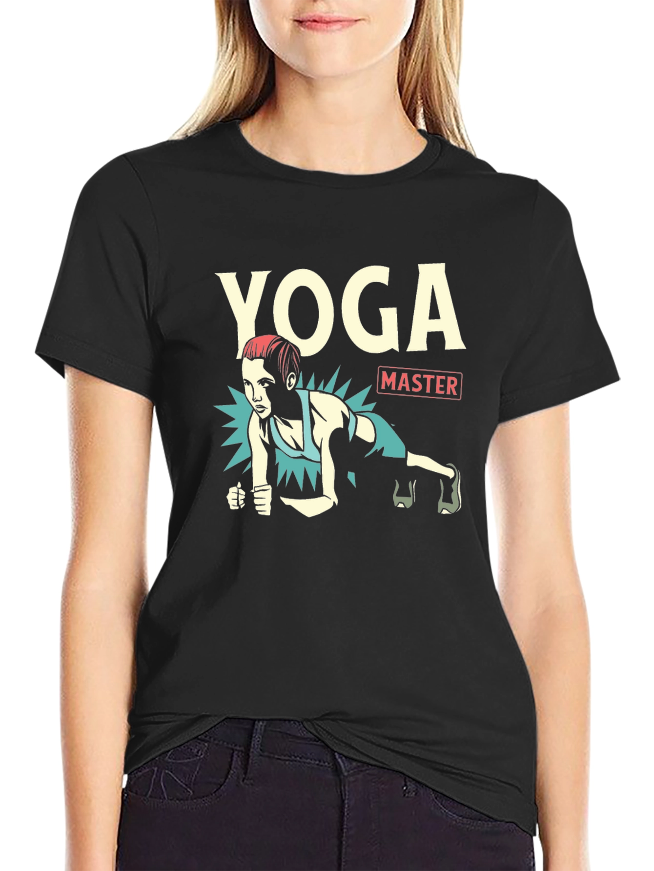 Yoga Master Black Graphic T-Shirt