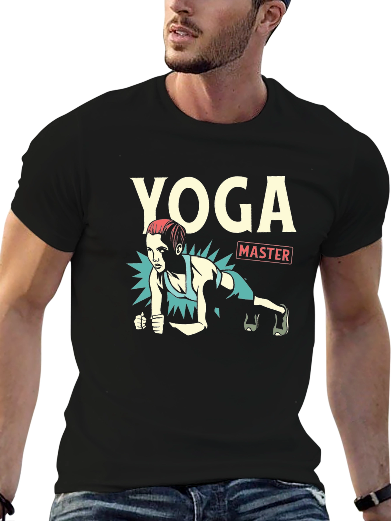 Yoga Master Black Graphic T-Shirt