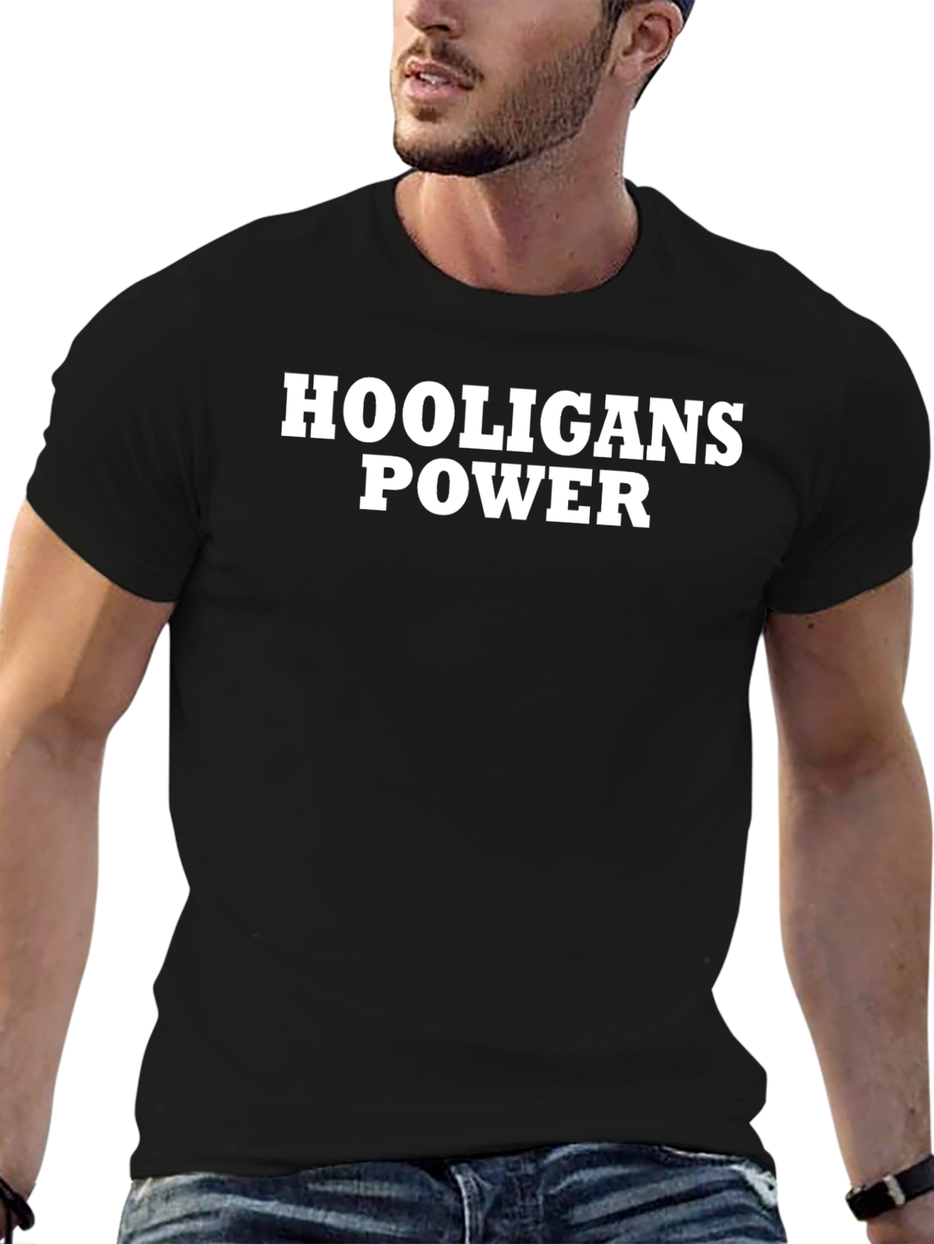 Hooligans Power Black Graphic T-Shirt