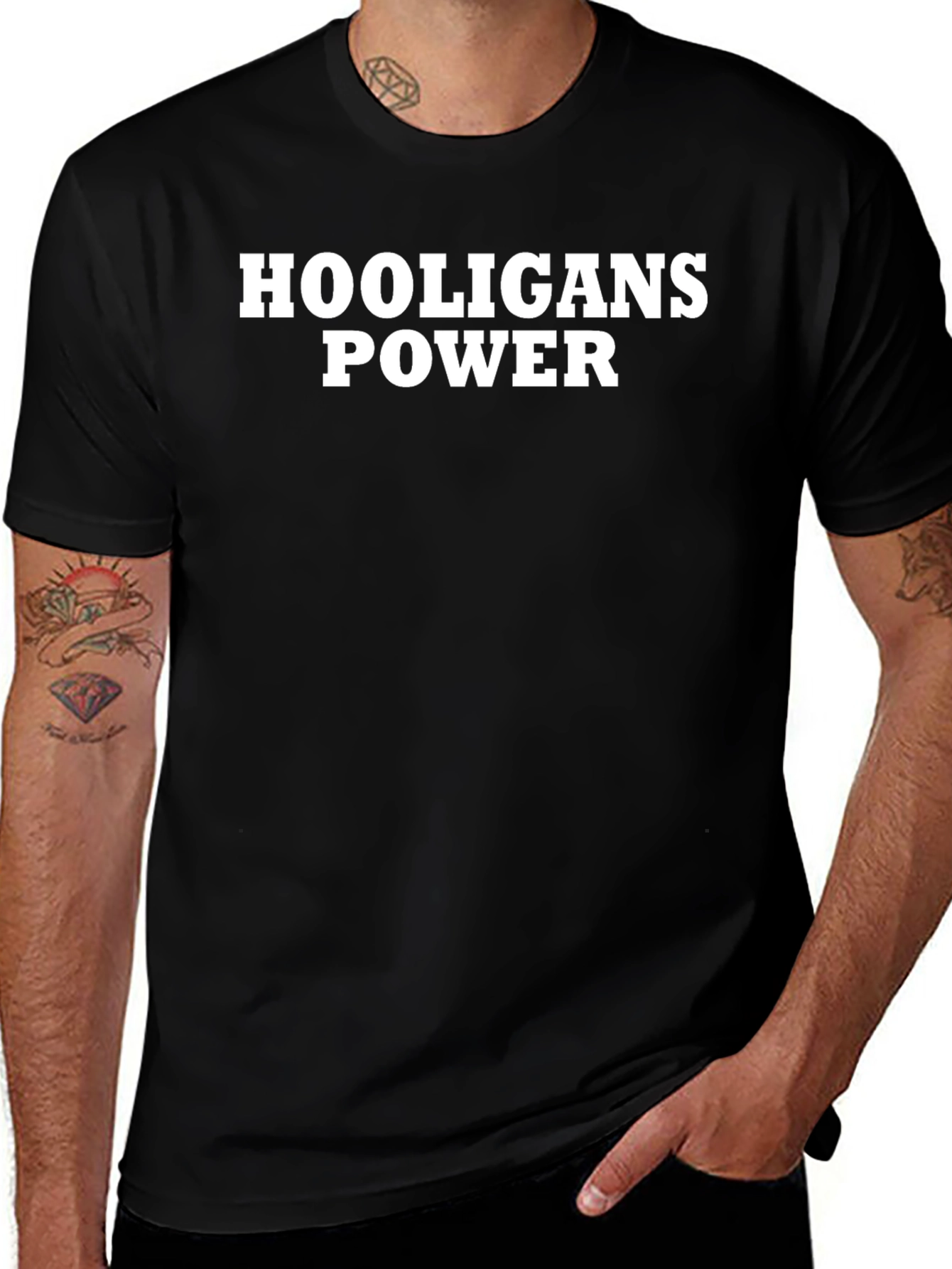 Hooligans Power Black Graphic T-Shirt