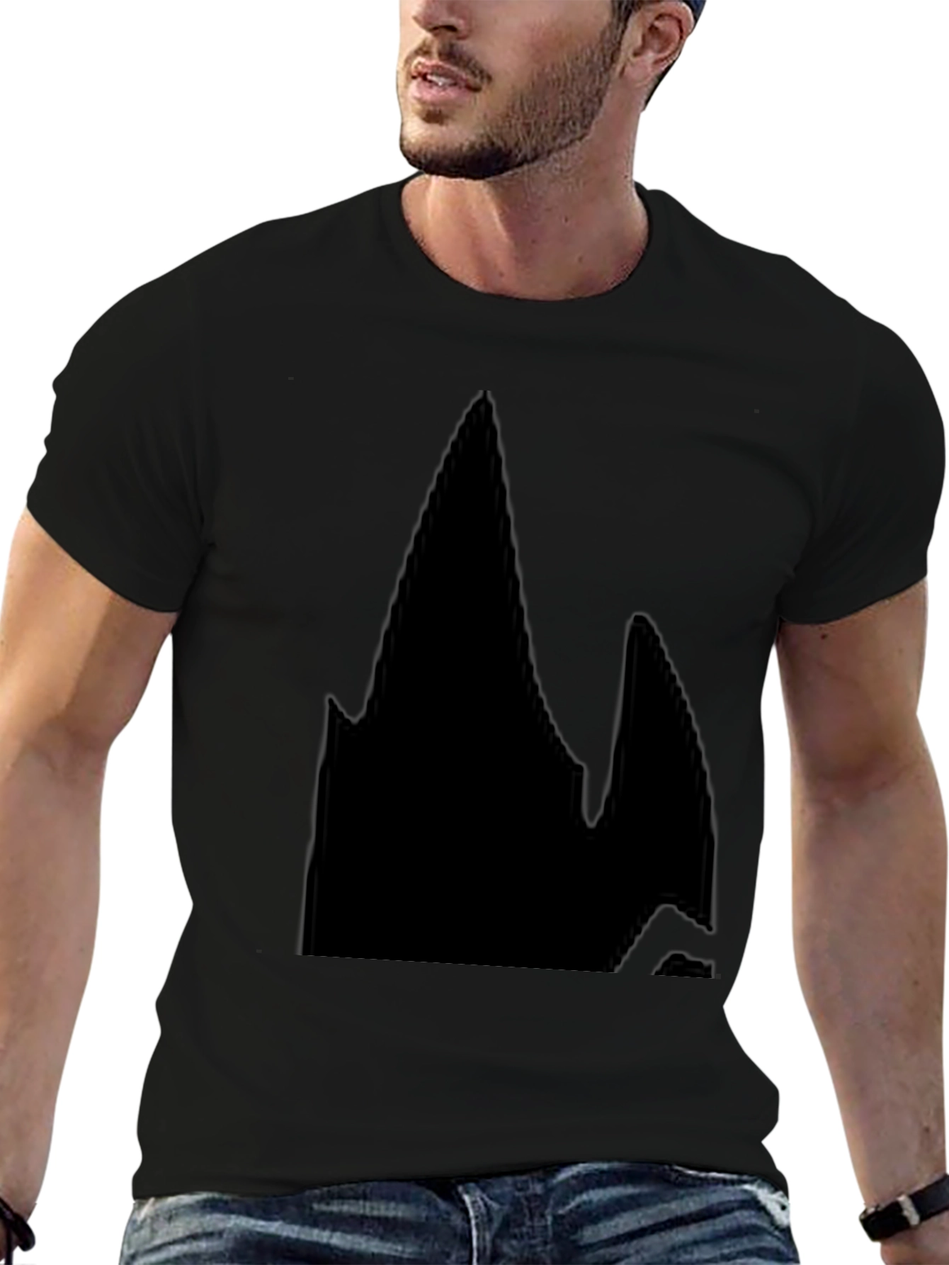 Mens Solid Black Casual T-Shirt