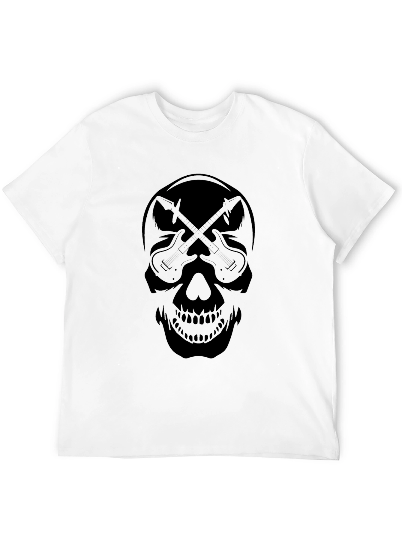 Guitar Skull Graphic Black T-Shirt