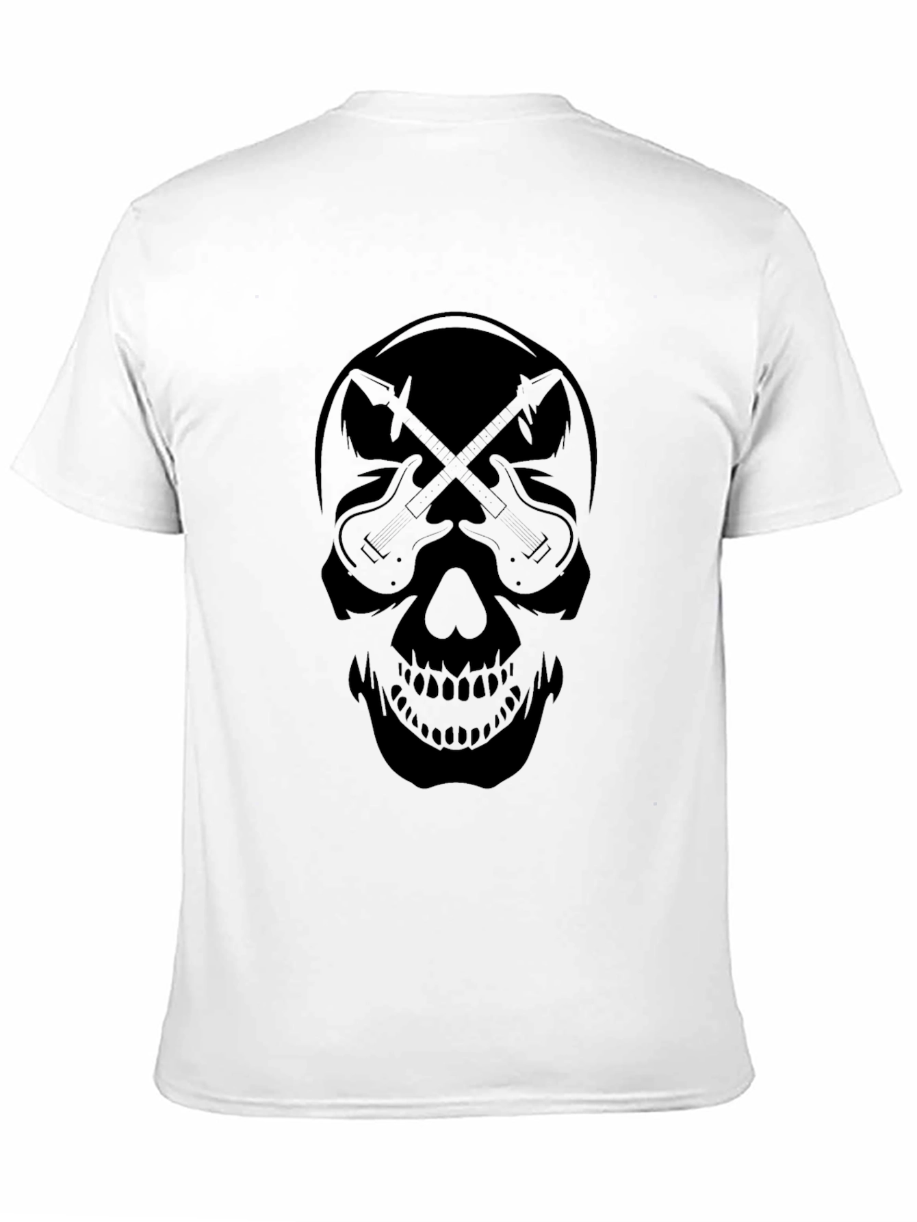 Guitar Skull Graphic Black T-Shirt