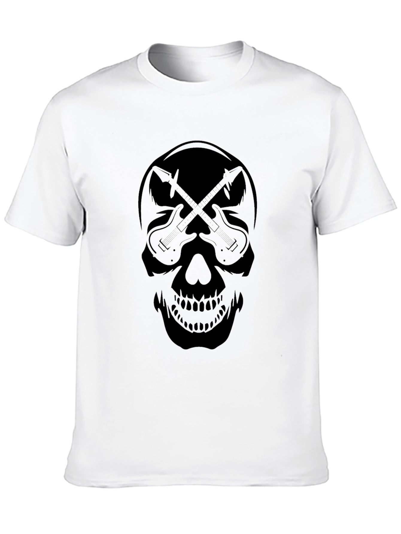 Guitar Skull Graphic Black T-Shirt