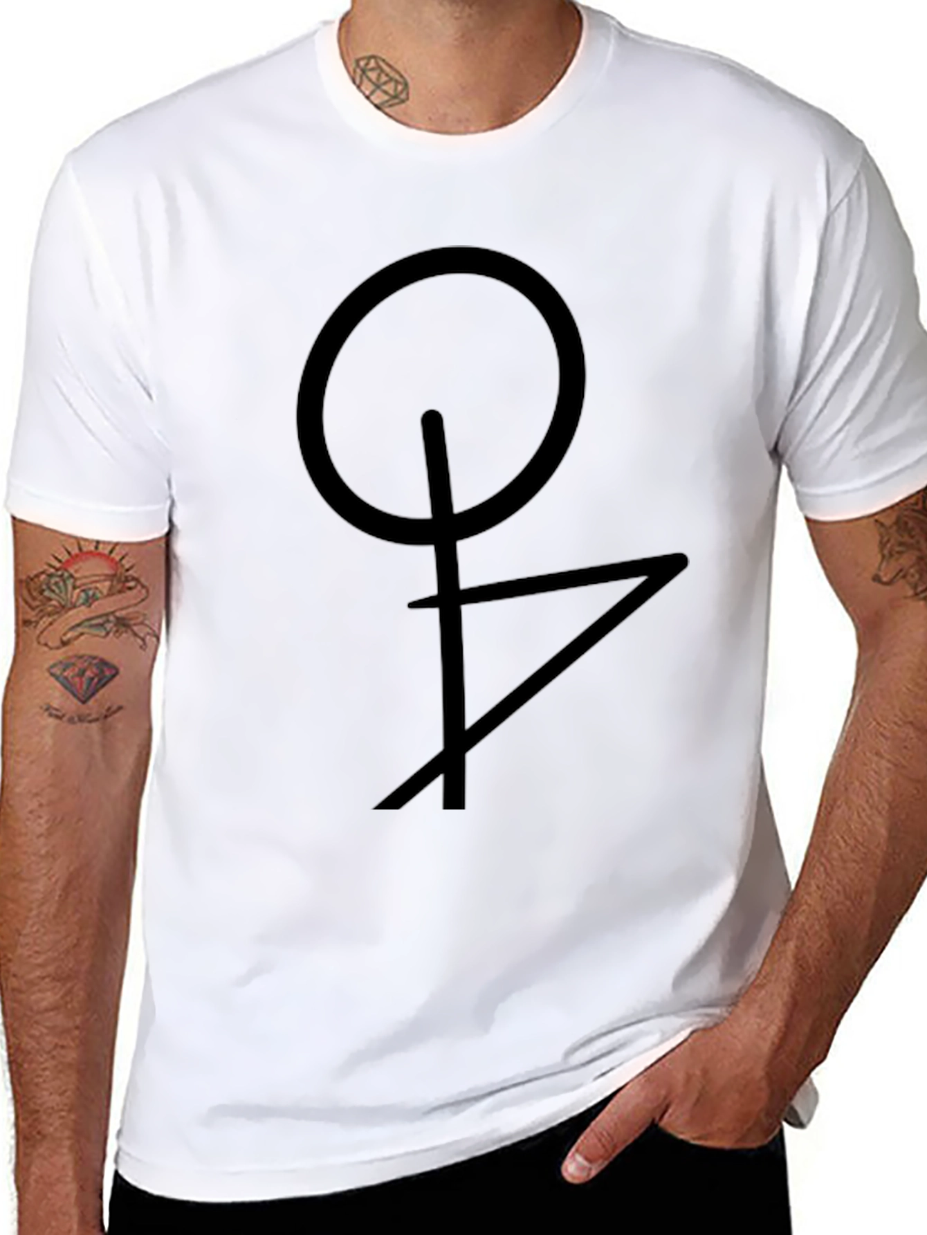 Geometric Symbol Black T-Shirt - Modern Design