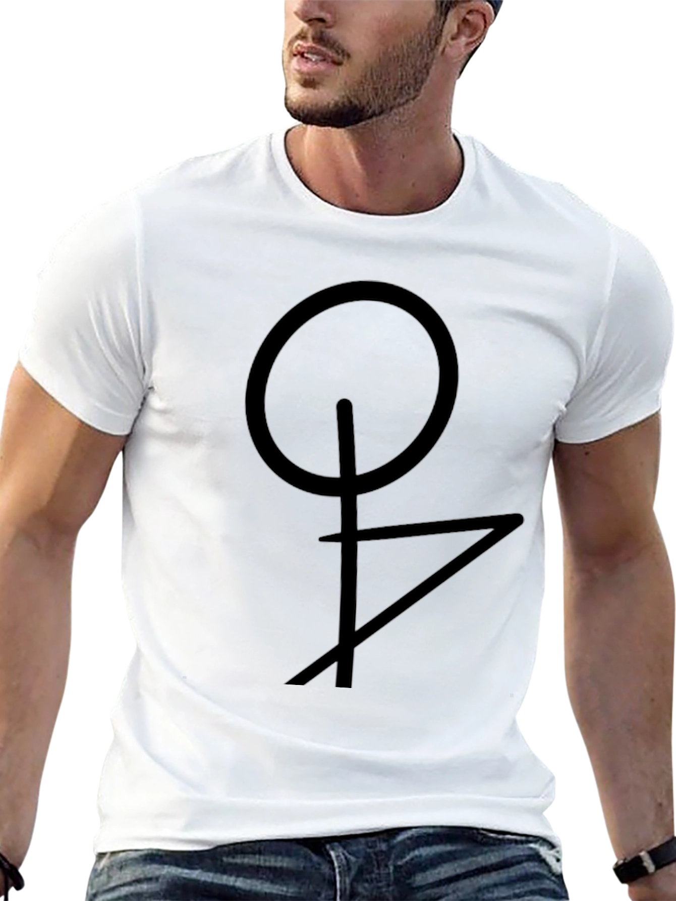 Geometric Symbol Black T-Shirt - Modern Design