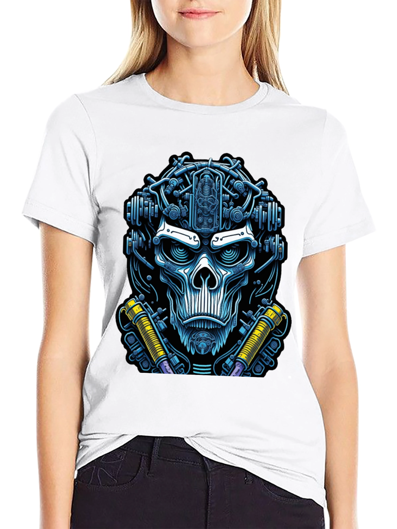 Cyberpunk Skull Graphic Tee - Edgy Techwear Fashion