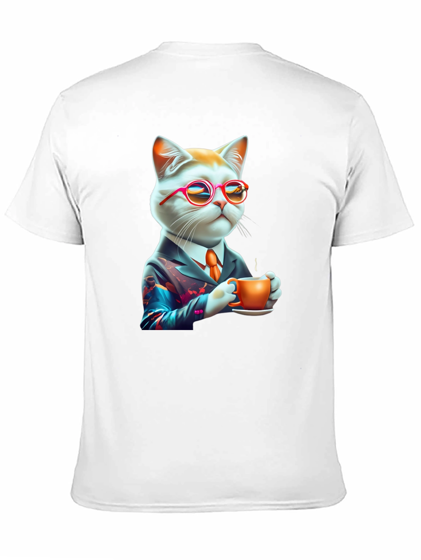 Cool Cat T-Shirt - Cat with Coffee