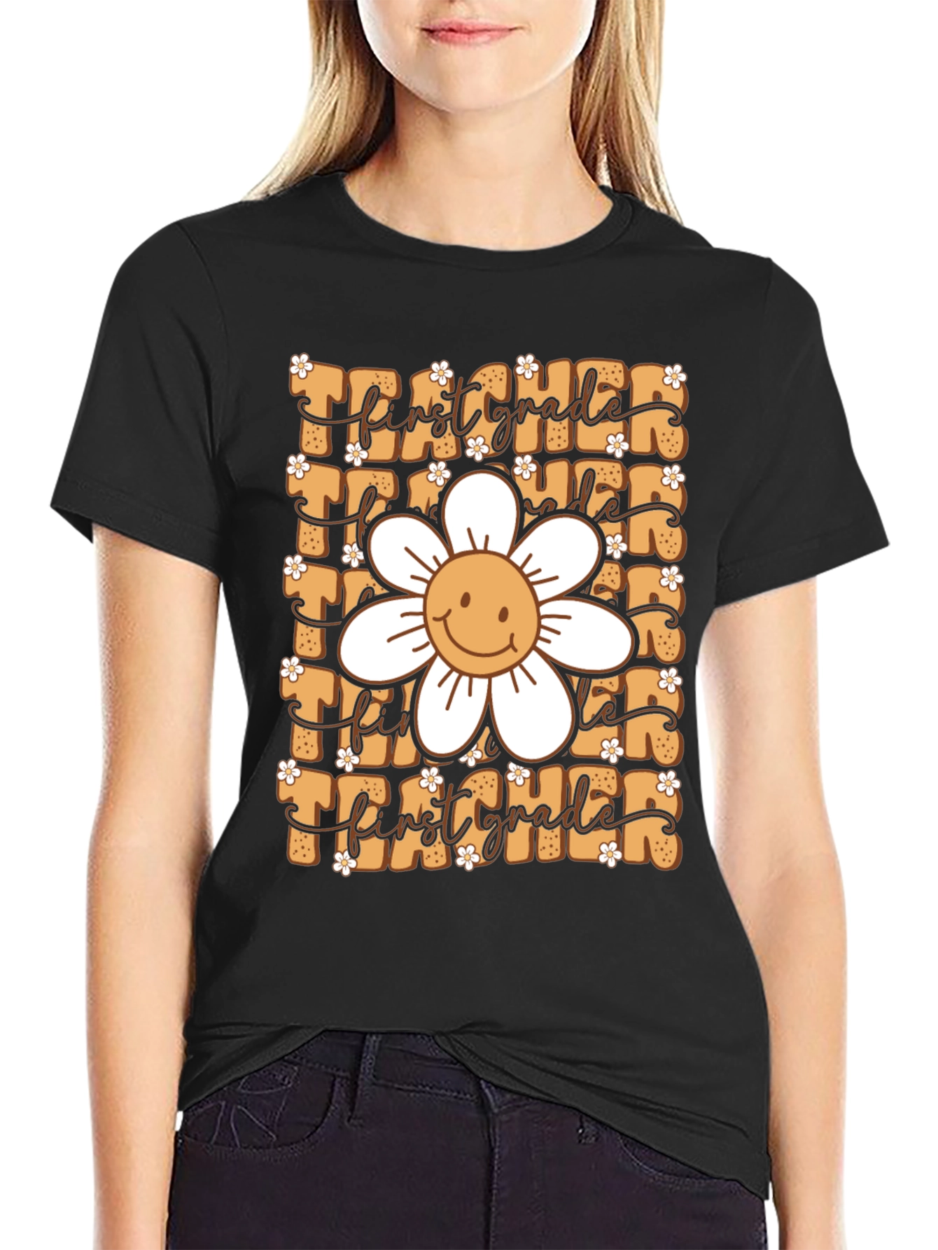 First Grade Teacher Daisy Graphic T-Shirt
