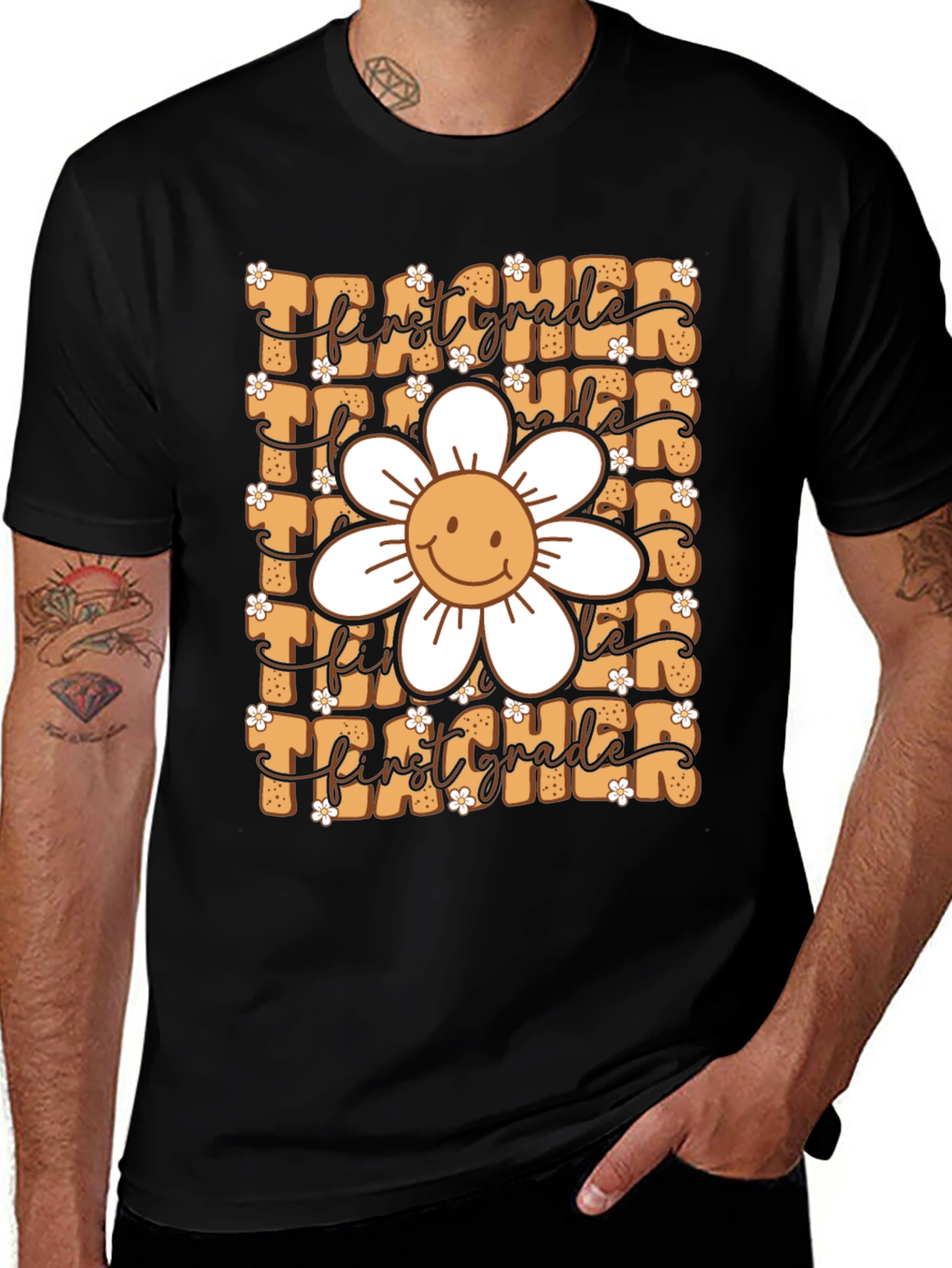 First Grade Teacher Daisy Graphic T-Shirt