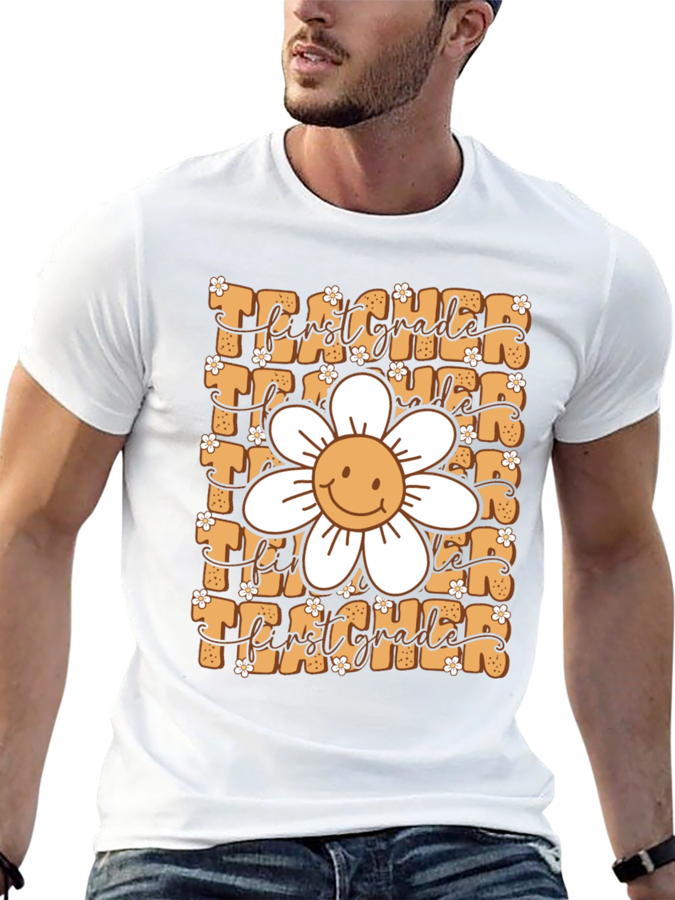 First Grade Teacher Daisy Graphic T-Shirt