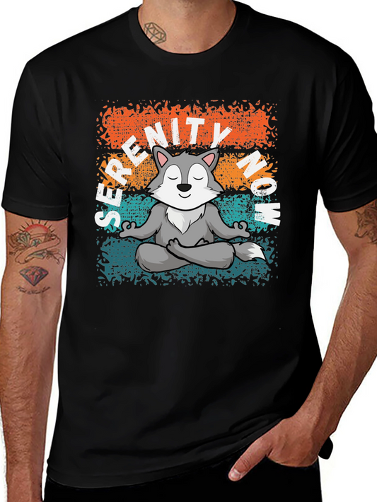 Serenity Now! Meditating Wolf Graphic Tee