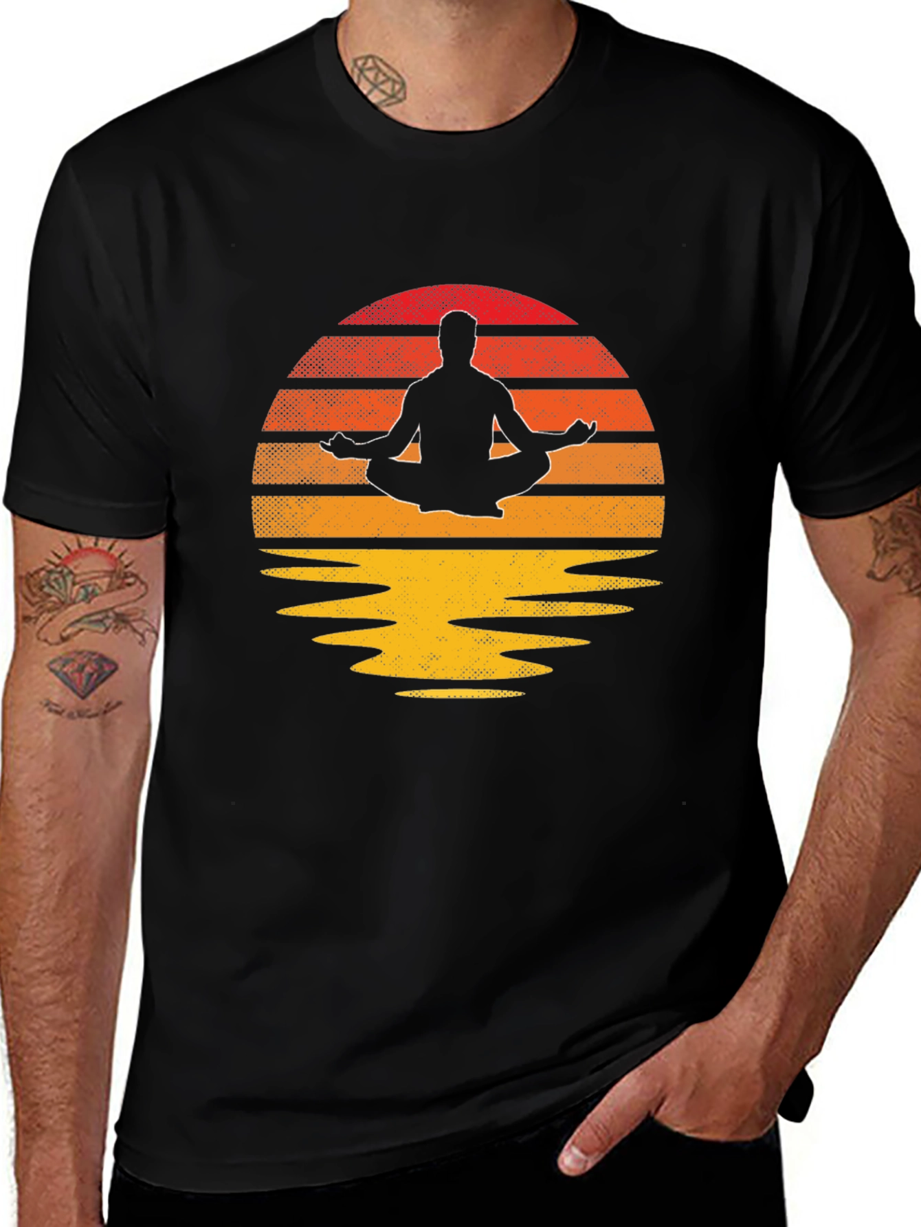 Zen Sunset Meditation T-Shirt - Relaxed Fit