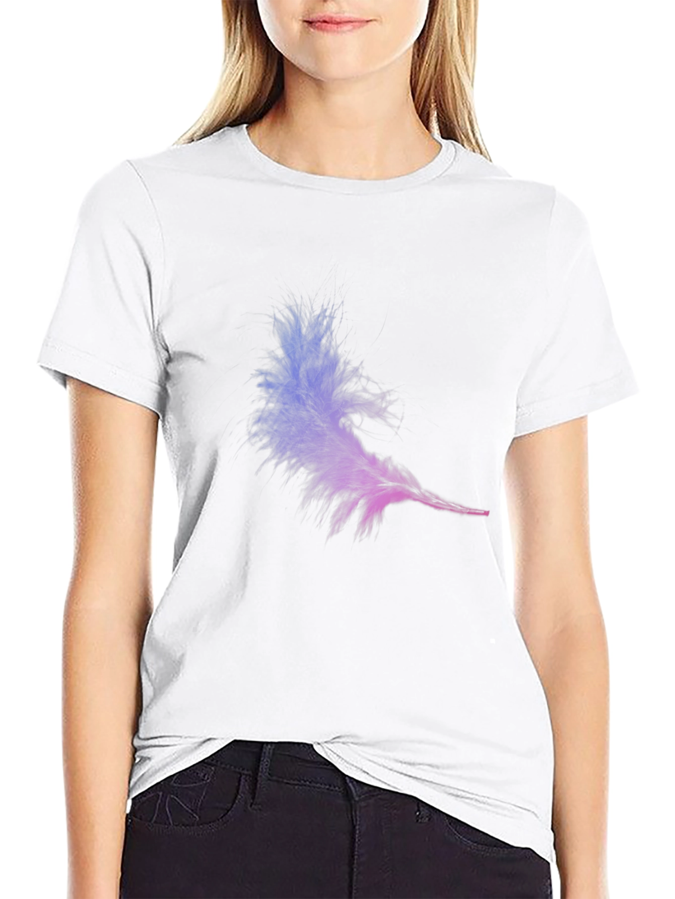 Mens Feather Graphic Black T-Shirt