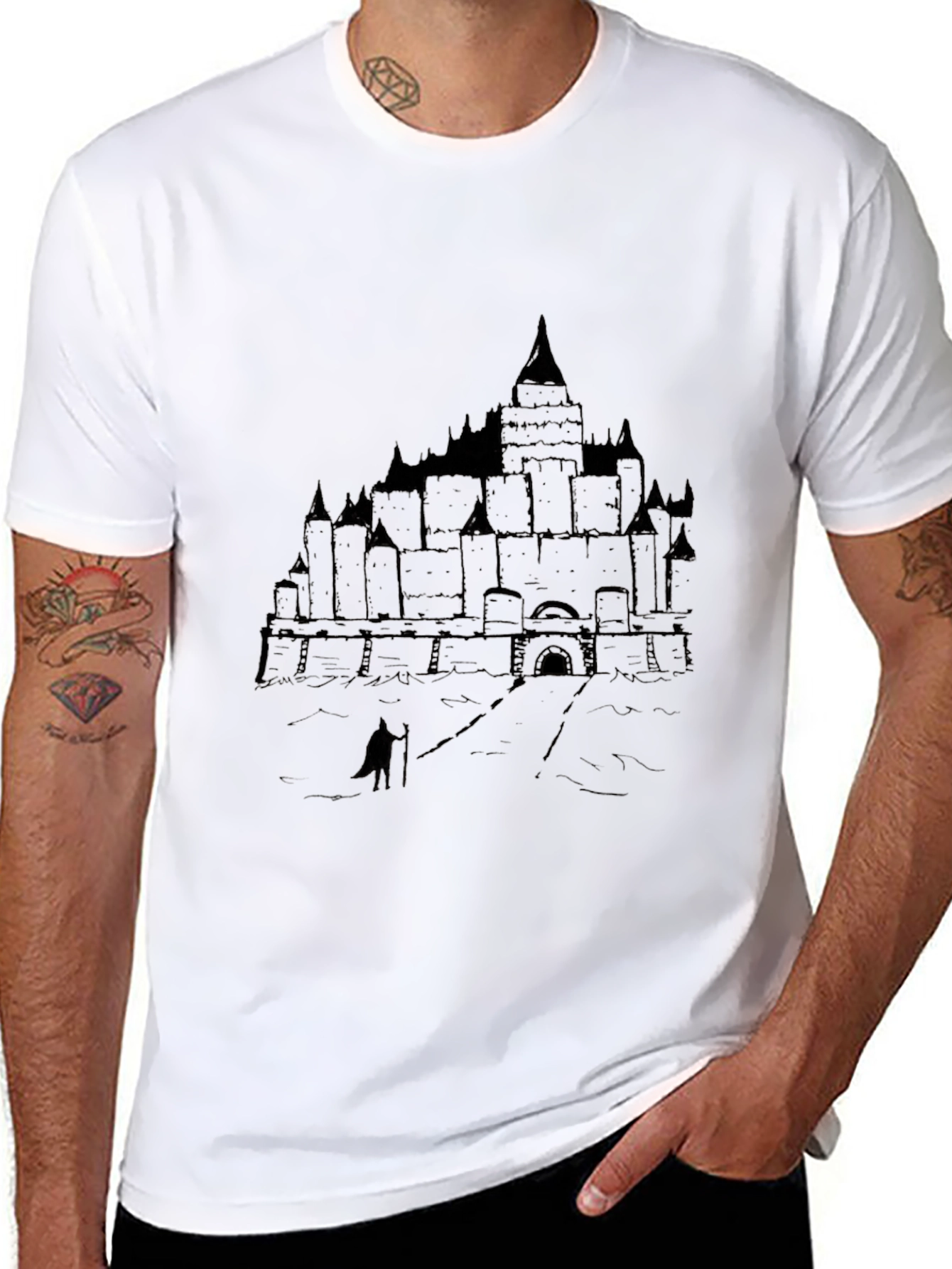 Castle Graphic T-Shirt - Dark Fantasy Style