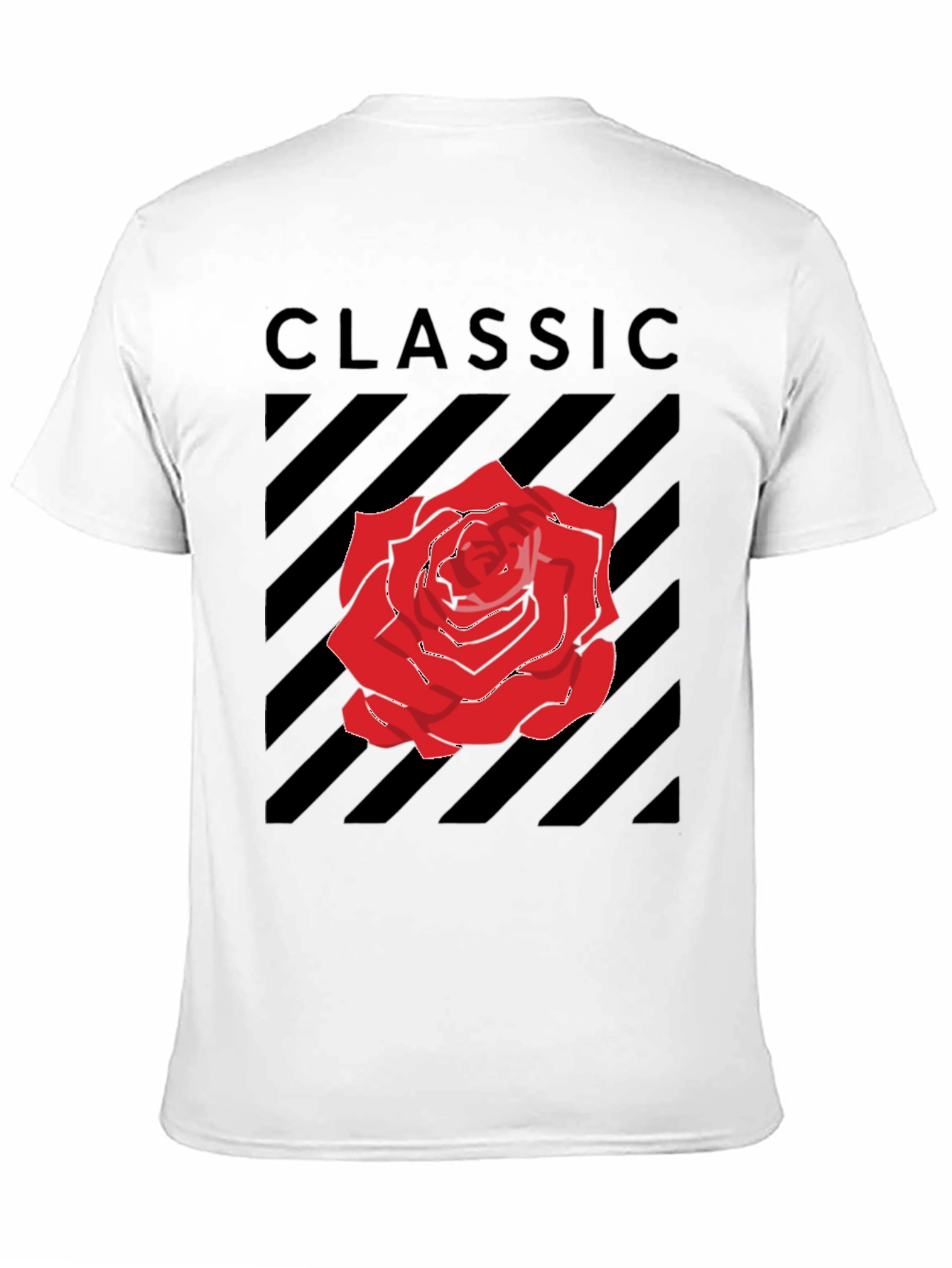 Classic Rose Graphic Tee - Black Cotton T-Shirt