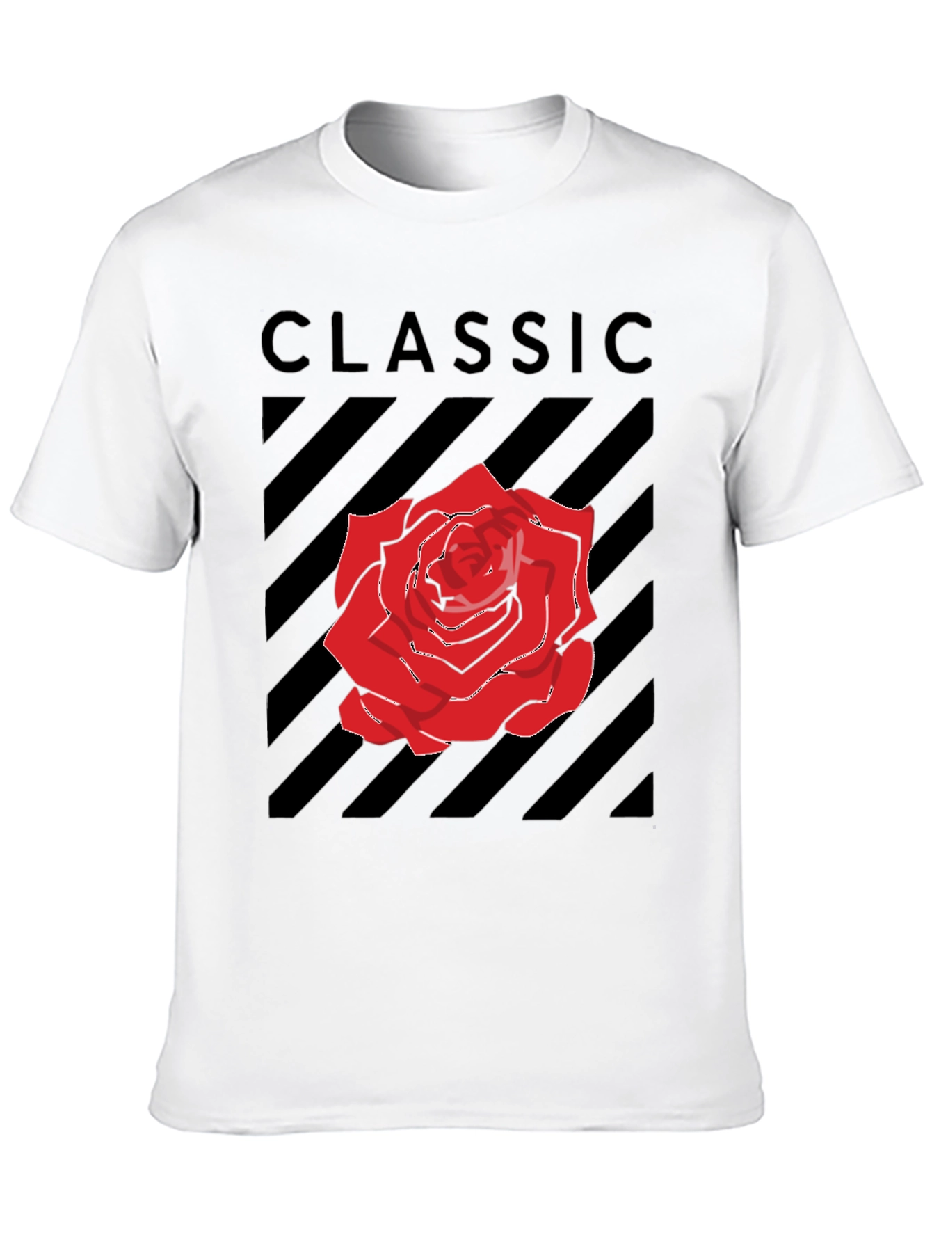 Classic Rose Graphic Tee - Black Cotton T-Shirt