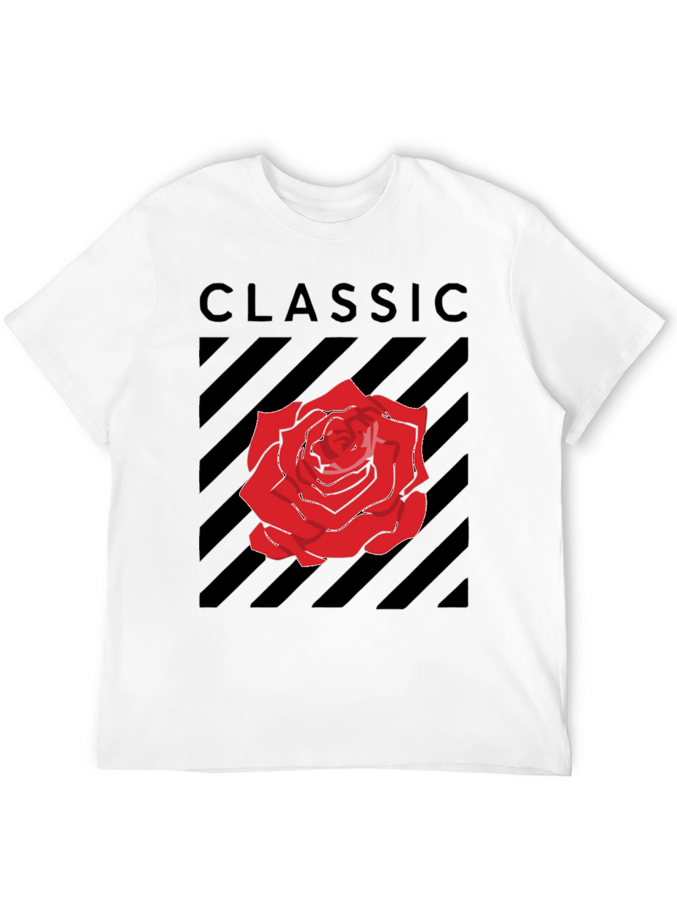 Classic Rose Graphic Tee - Black Cotton T-Shirt